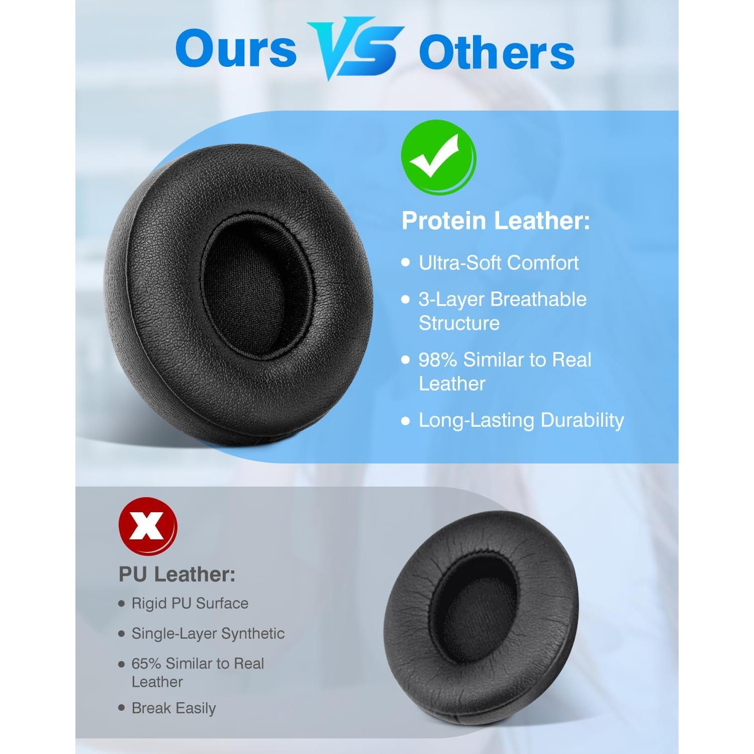 Almohadillas de Reemplazo Link Dream para Auriculares Beats Solo 2/3 - Espuma de Memoria Negra