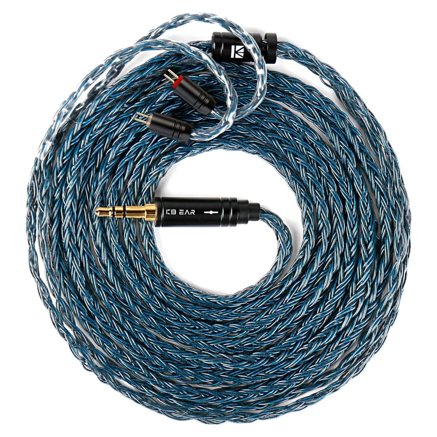 Cable IEM KZ ST24 Plus 2M 3.5mm Baño de Plata Azul Oscuro