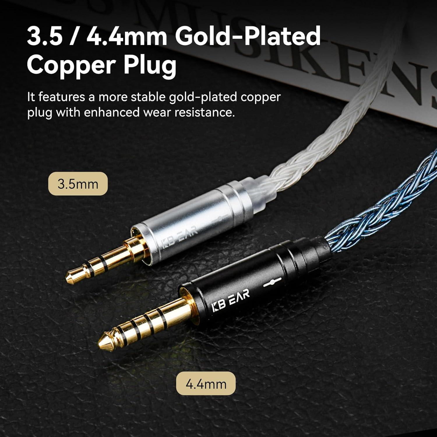 Cable IEM KZ ST24 Plus 2M 3.5mm Baño de Plata Azul Oscuro