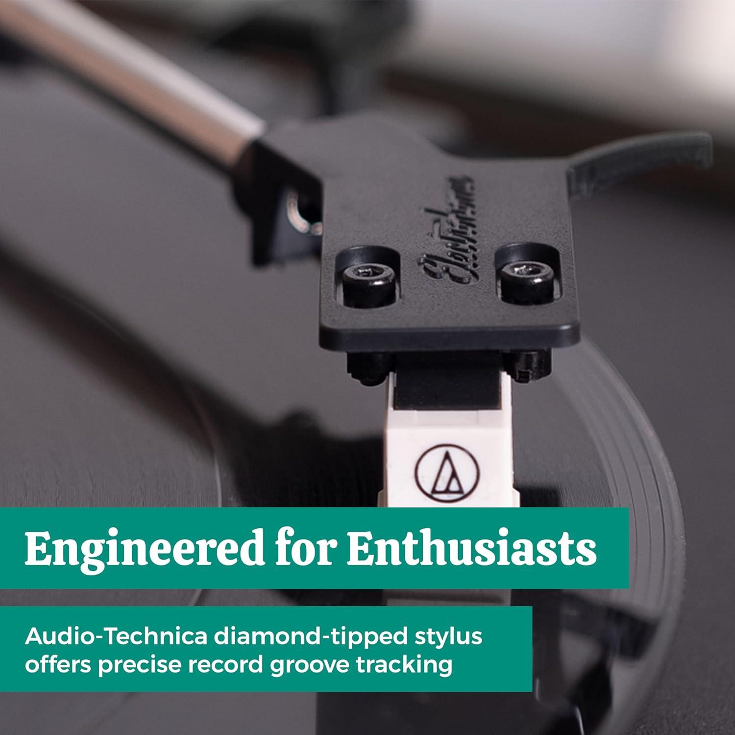 Reproductor de Vinilo Electrohome Montrose RR35B con Estiló Audio-Technica