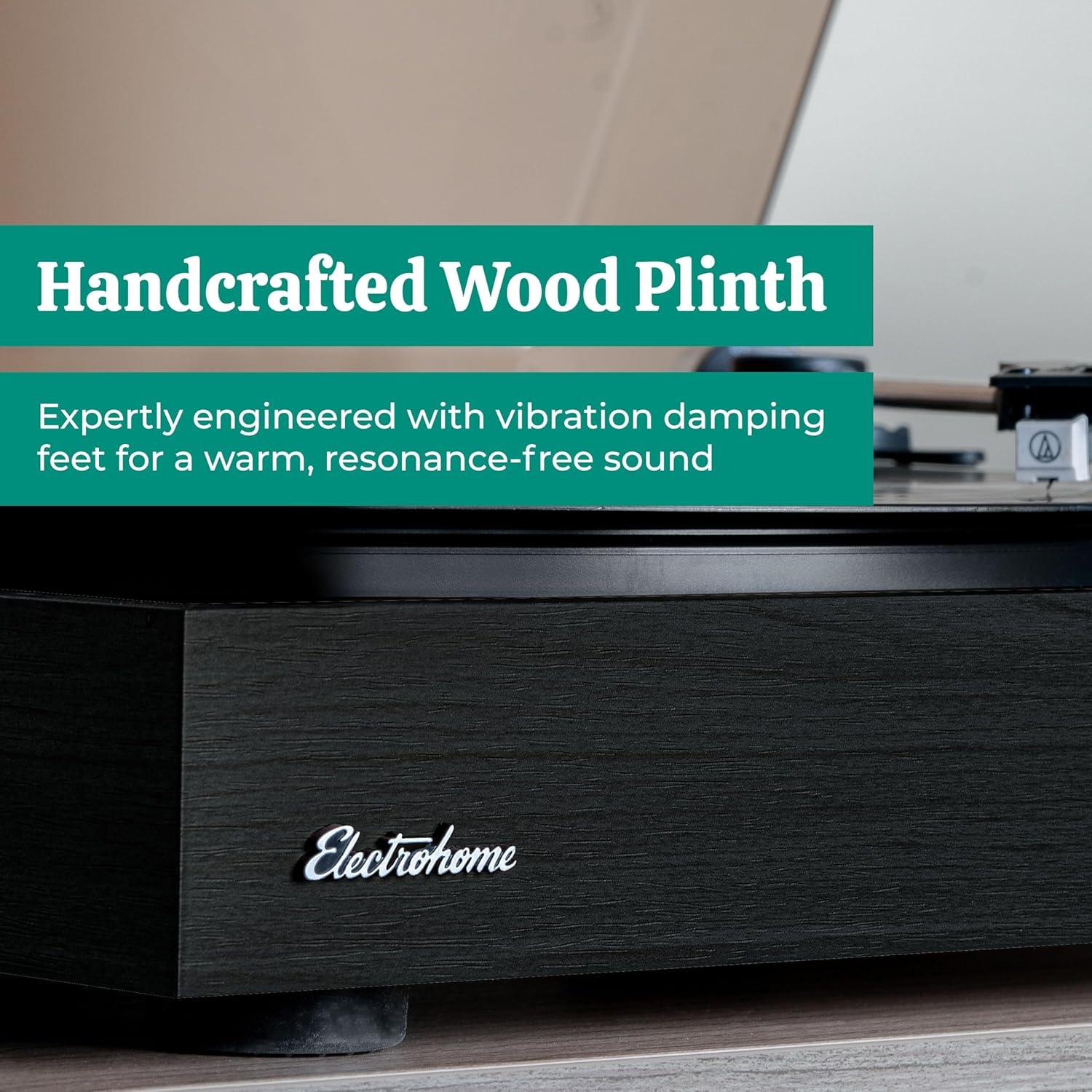 Reproductor de Vinilo Electrohome Montrose RR35B con Estiló Audio-Technica