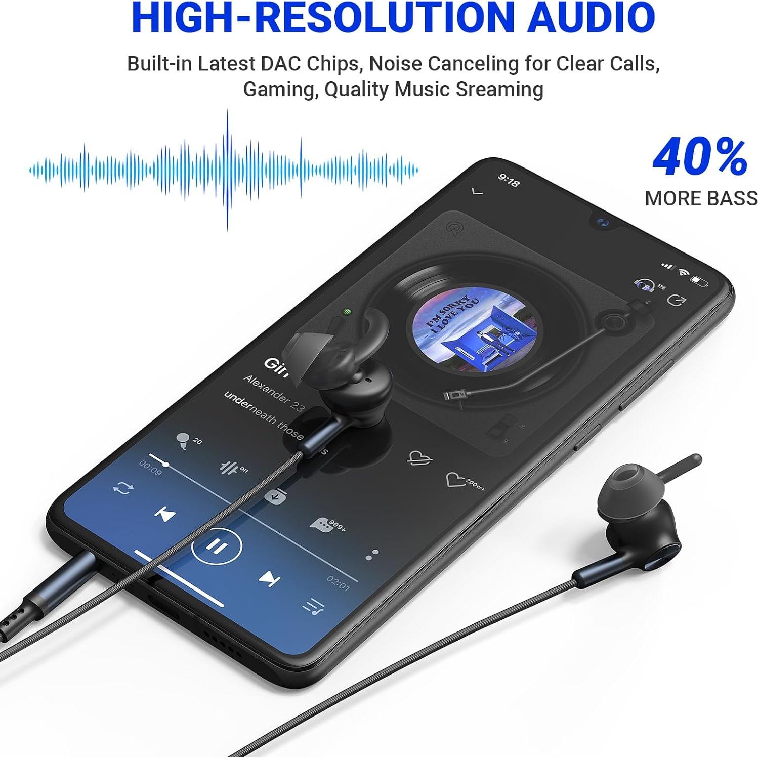 Auriculares con cable ASKUBSKU 3.5mm HiFi Negro - Aislamiento Ruido