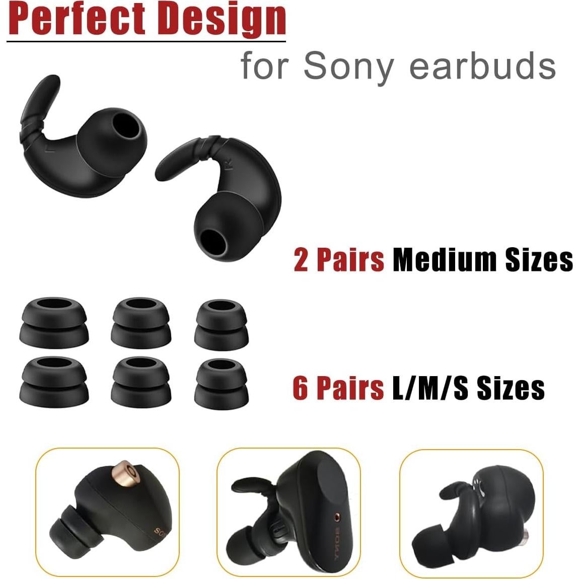 Consejos de oído antideslizantes Mijusun para auriculares Sony