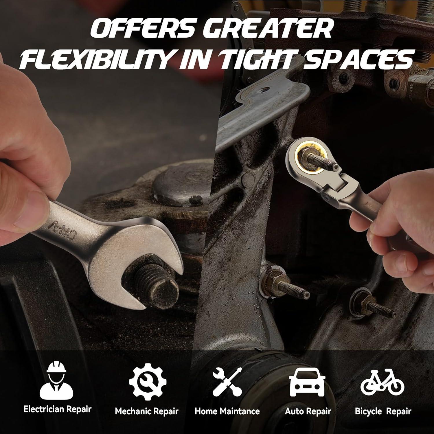 Juego de Llaves Ratchet DISEN 9 Pcs 8-17 mm Flex Cabeza