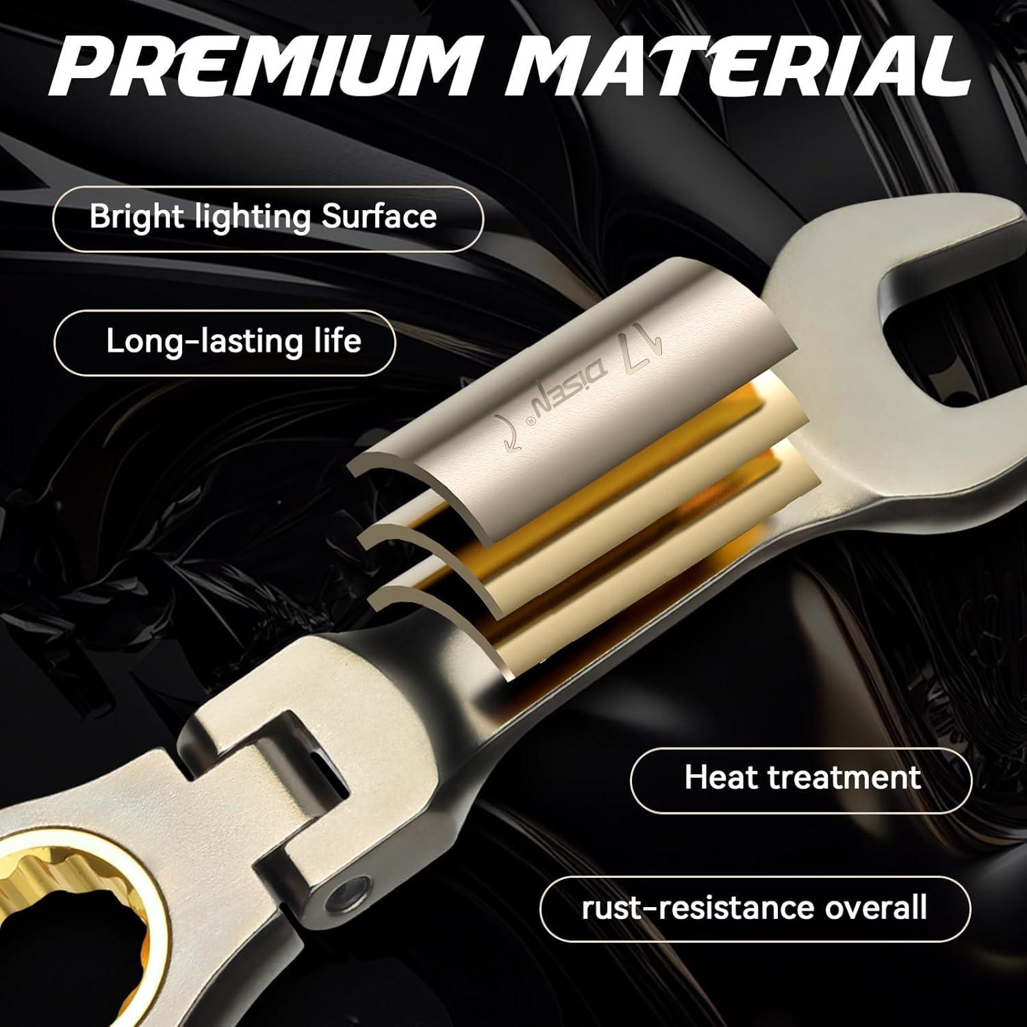 Juego de Llaves Ratchet DISEN 9 Pcs 8-17 mm Flex Cabeza