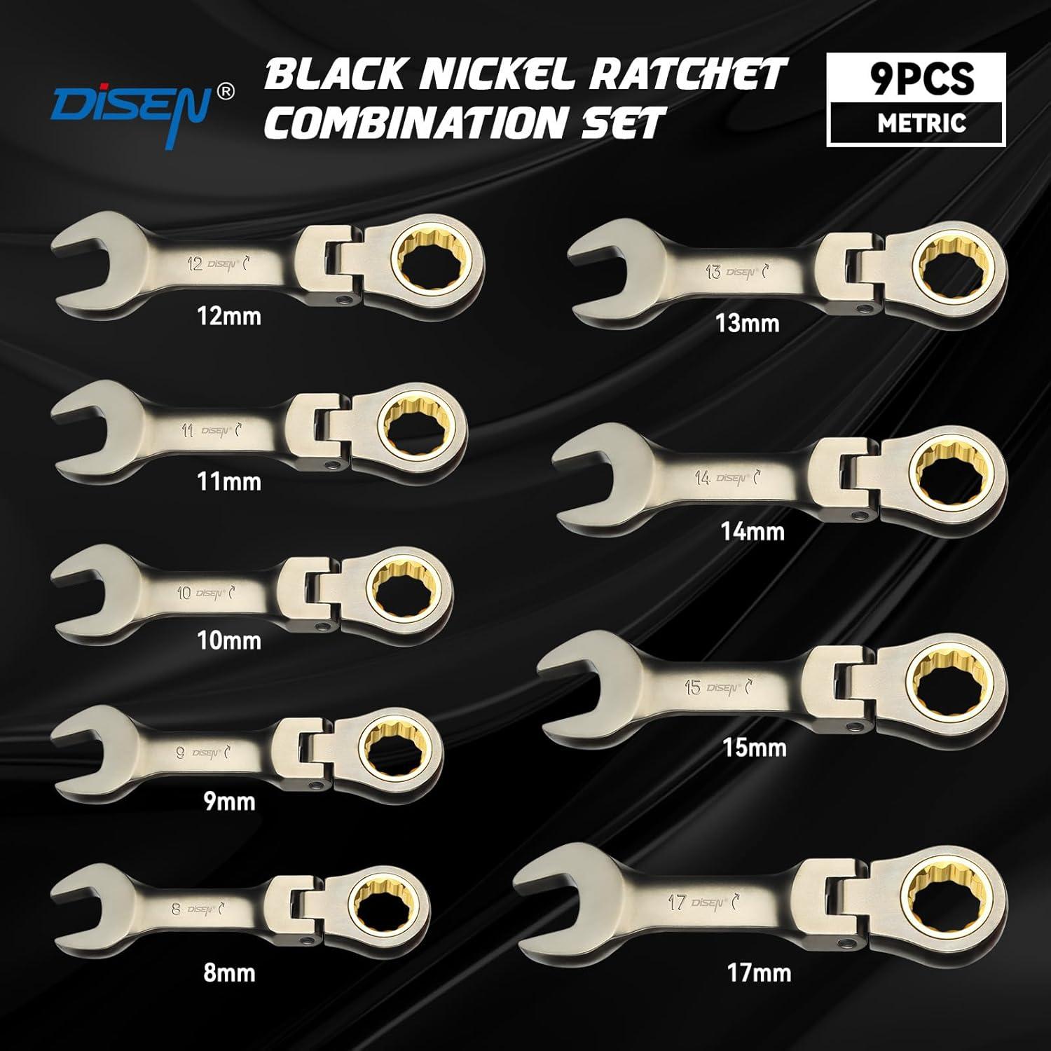 Juego de Llaves Ratchet DISEN 9 Pcs 8-17 mm Flex Cabeza