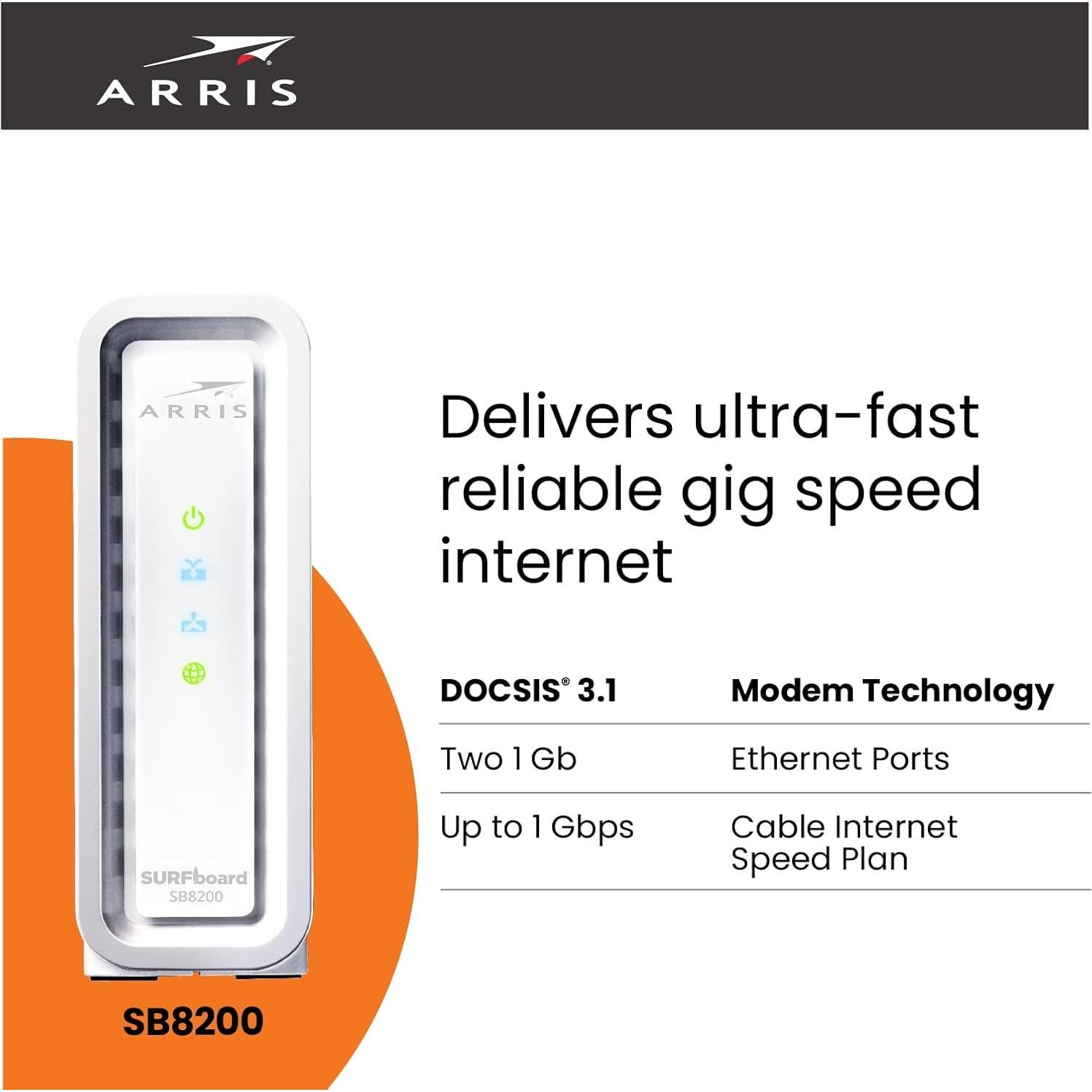 Módem ARRIS Surfboard SB8200 DOCSIS 3.1 + Router Mesh AX6600