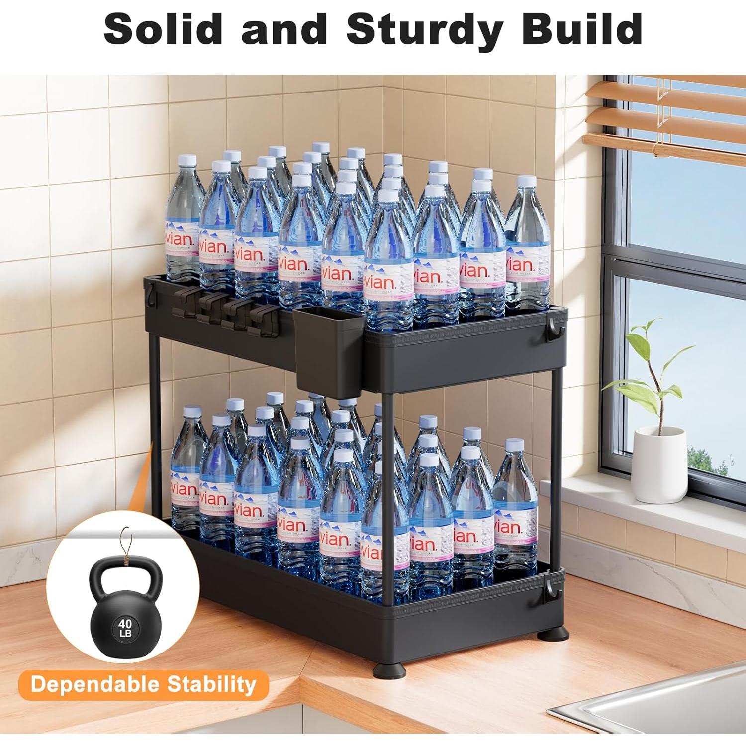 Organizador Bajo Fregadero COYACOOL 2 Niveles Negro 39.4x21.8 cm