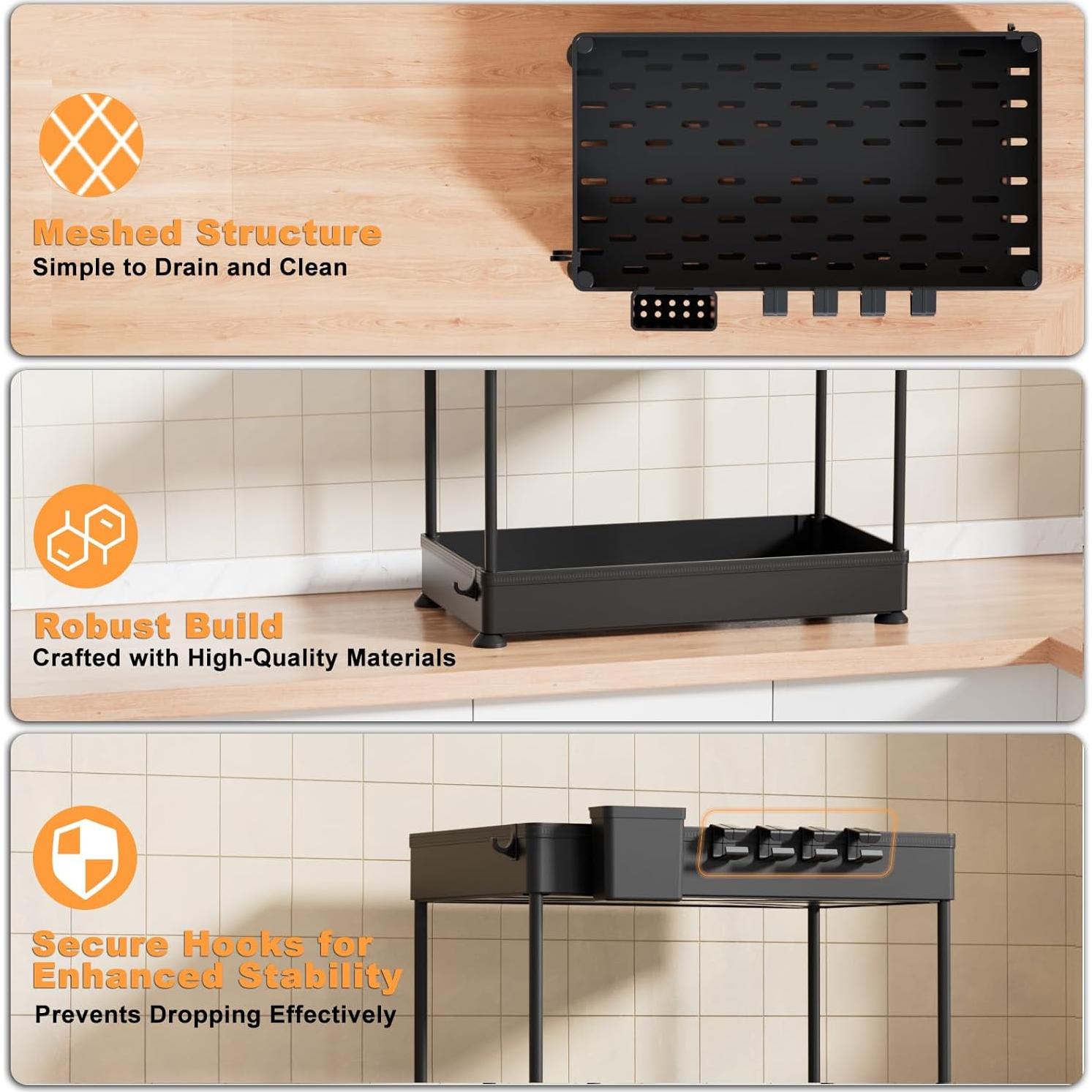 Organizador Bajo Fregadero COYACOOL 2 Niveles Negro 39.4x21.8 cm