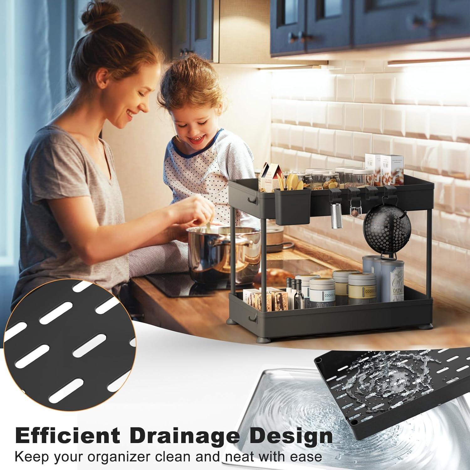 Organizador Bajo Fregadero COYACOOL 2 Niveles Negro 39.4x21.8 cm