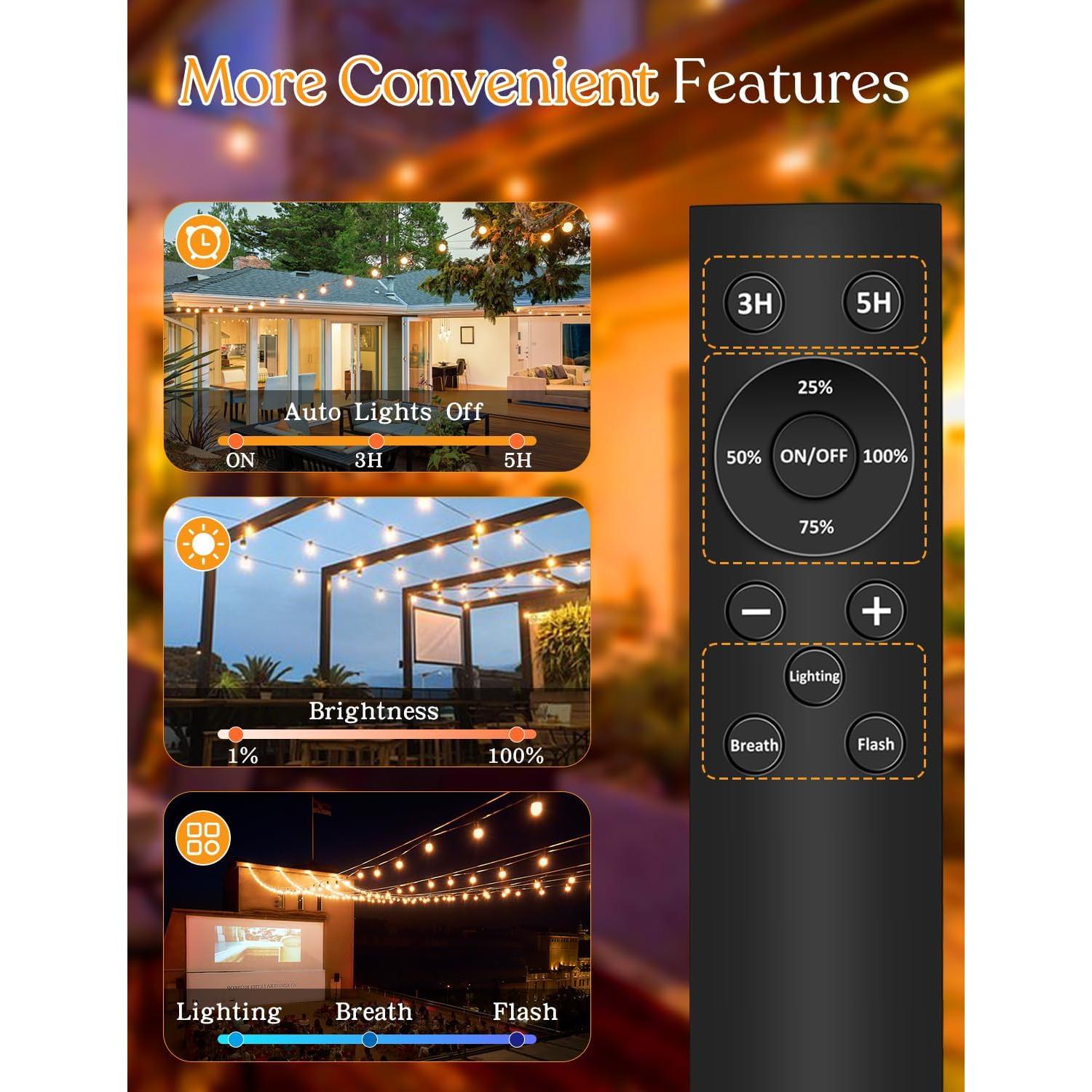 Cadena de Luces LED 15.24m YOYONACY con Control Remoto