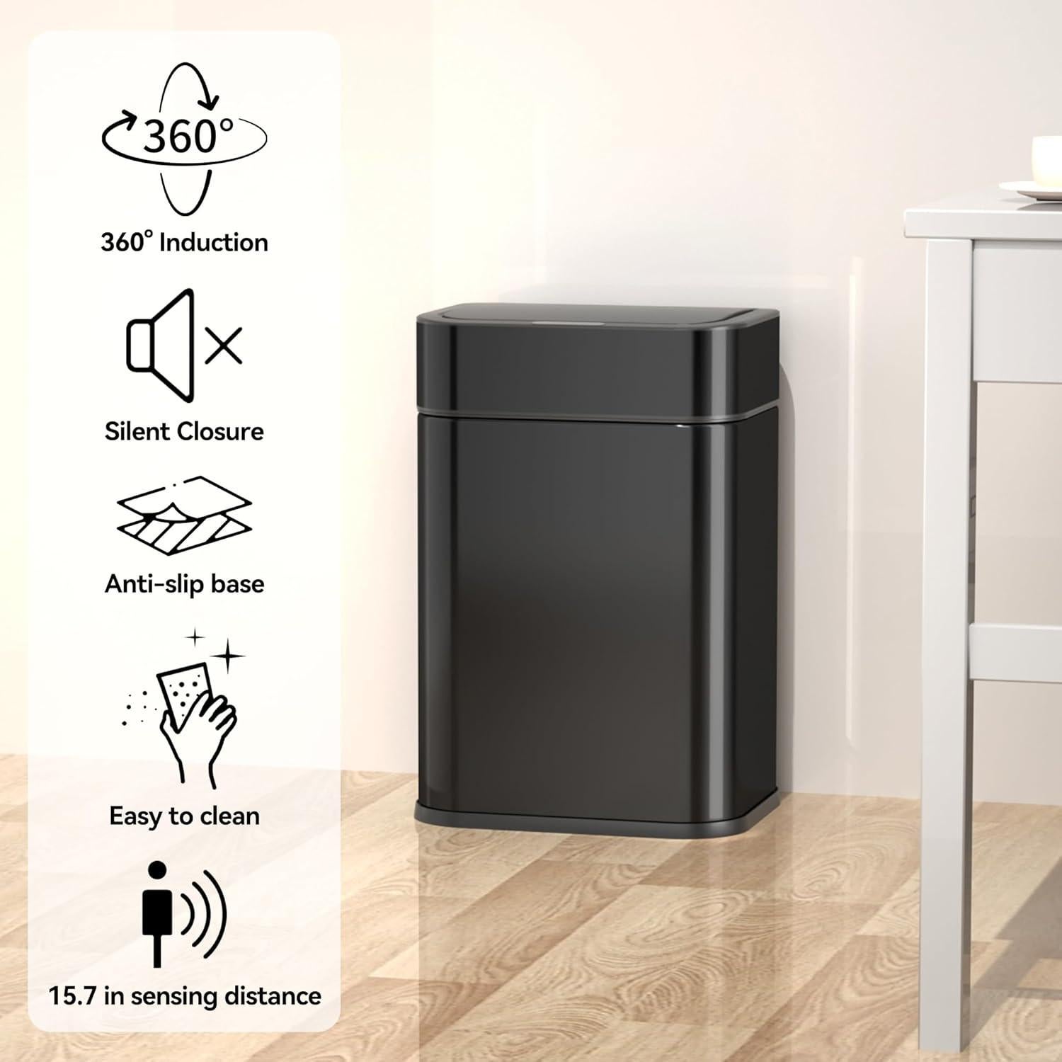 Basurero Automático 6 Galones Aimashi Acero Inoxidable Tapa Silenciosa