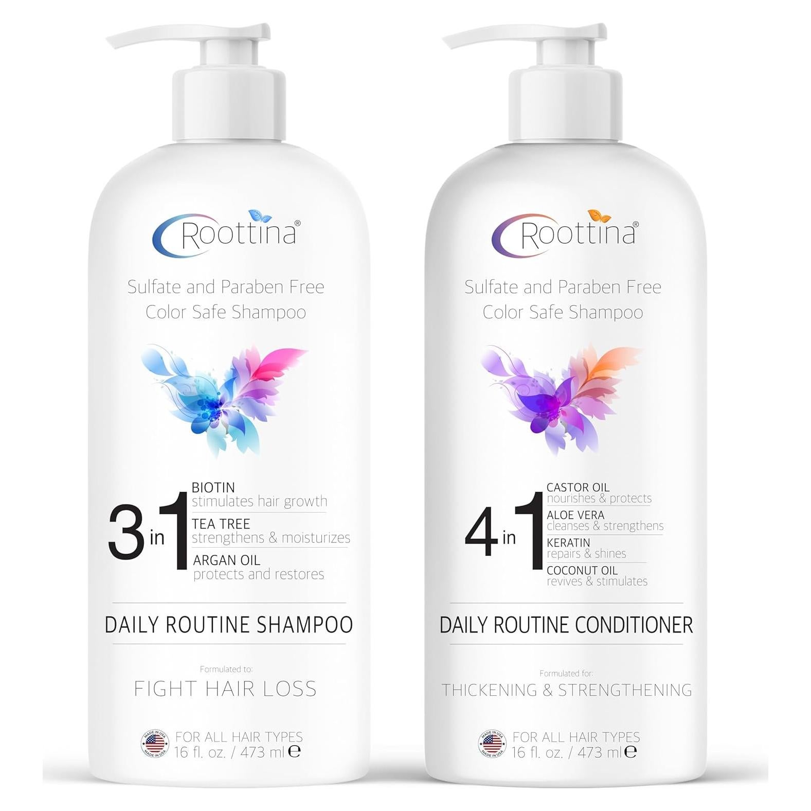 Champú y Acondicionador Roottina 473 ml x 2 - Pérdida de Cabello