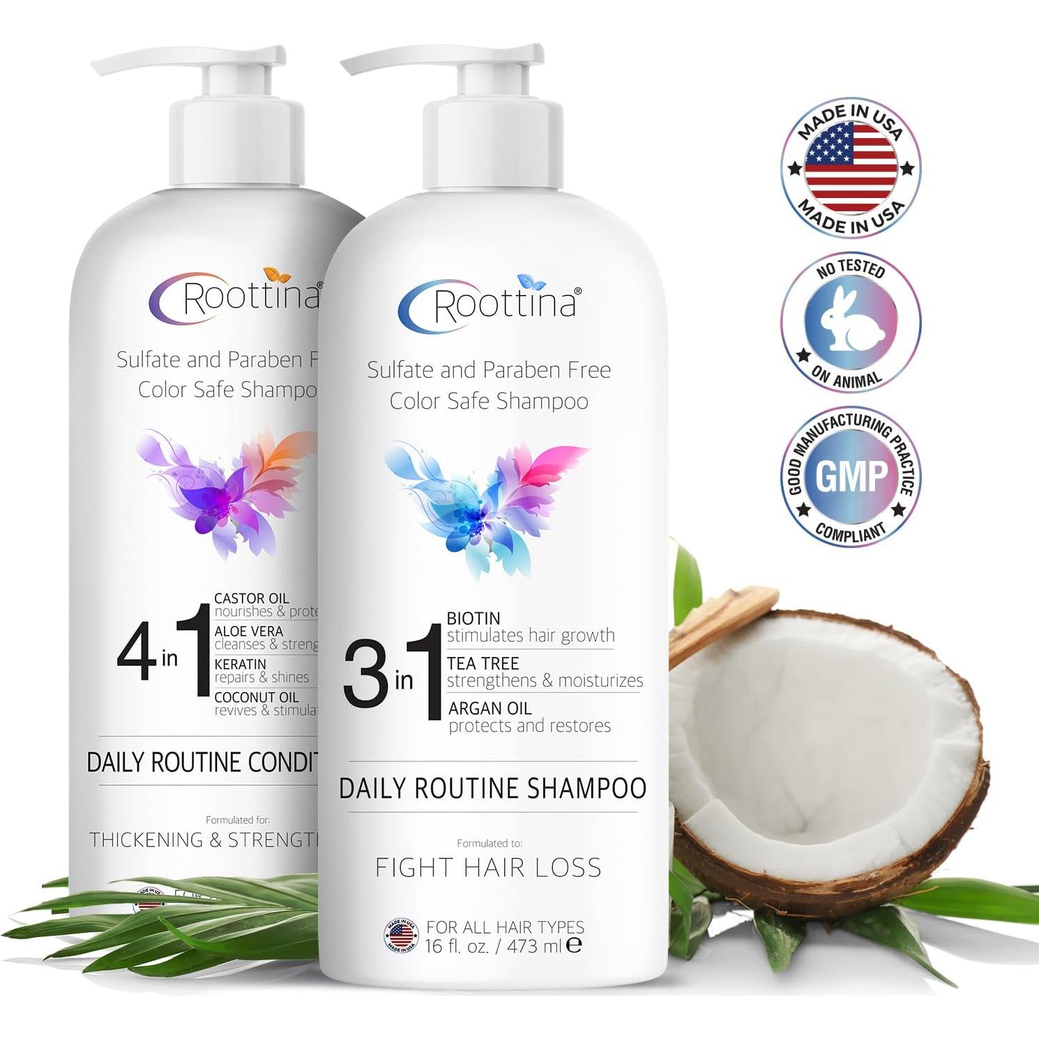 Champú y Acondicionador Roottina 473 ml x 2 - Pérdida de Cabello