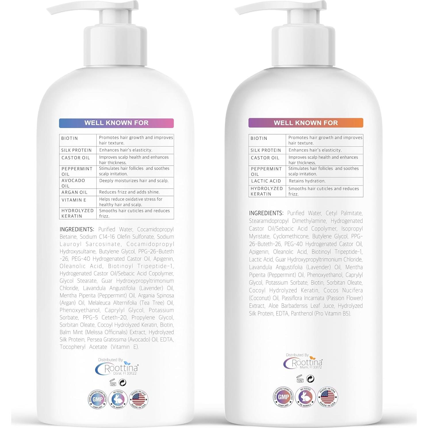 Champú y Acondicionador Roottina 473 ml x 2 - Pérdida de Cabello