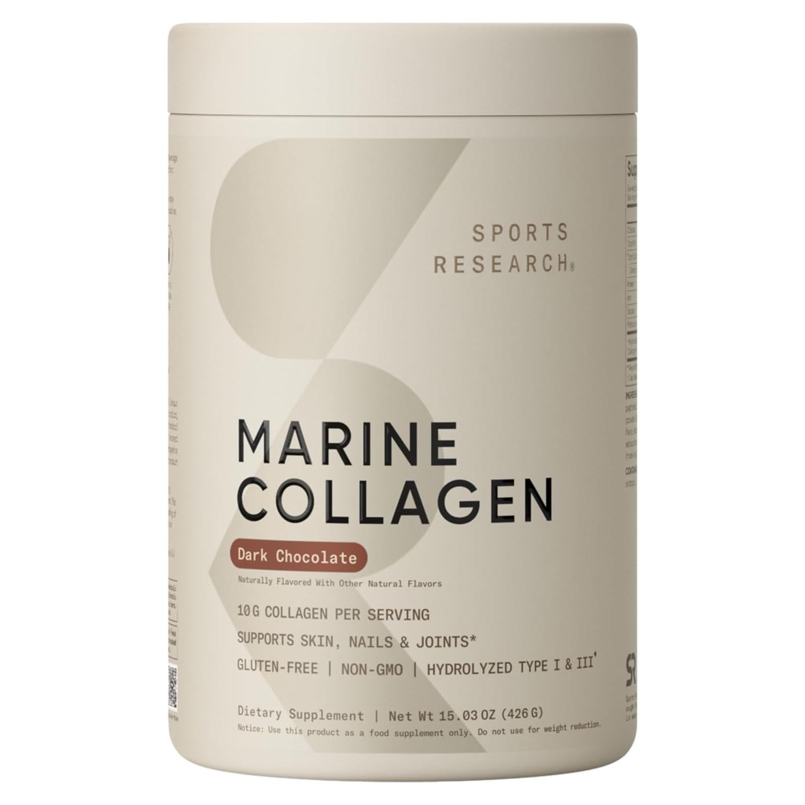 Péptidos de colágeno marino Sports Research 30 Porciones Chocolate