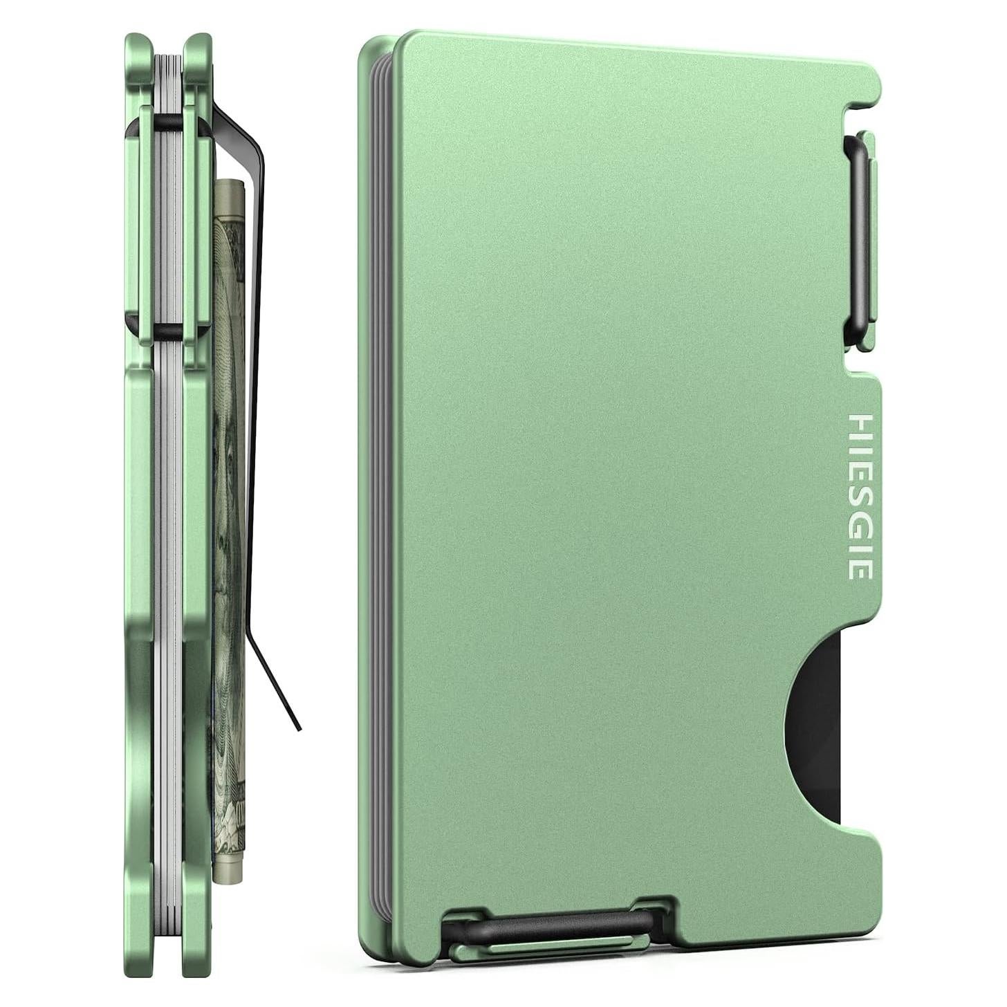 Billetera delgada HIESGIE para mujeres con bloqueo RFID verde