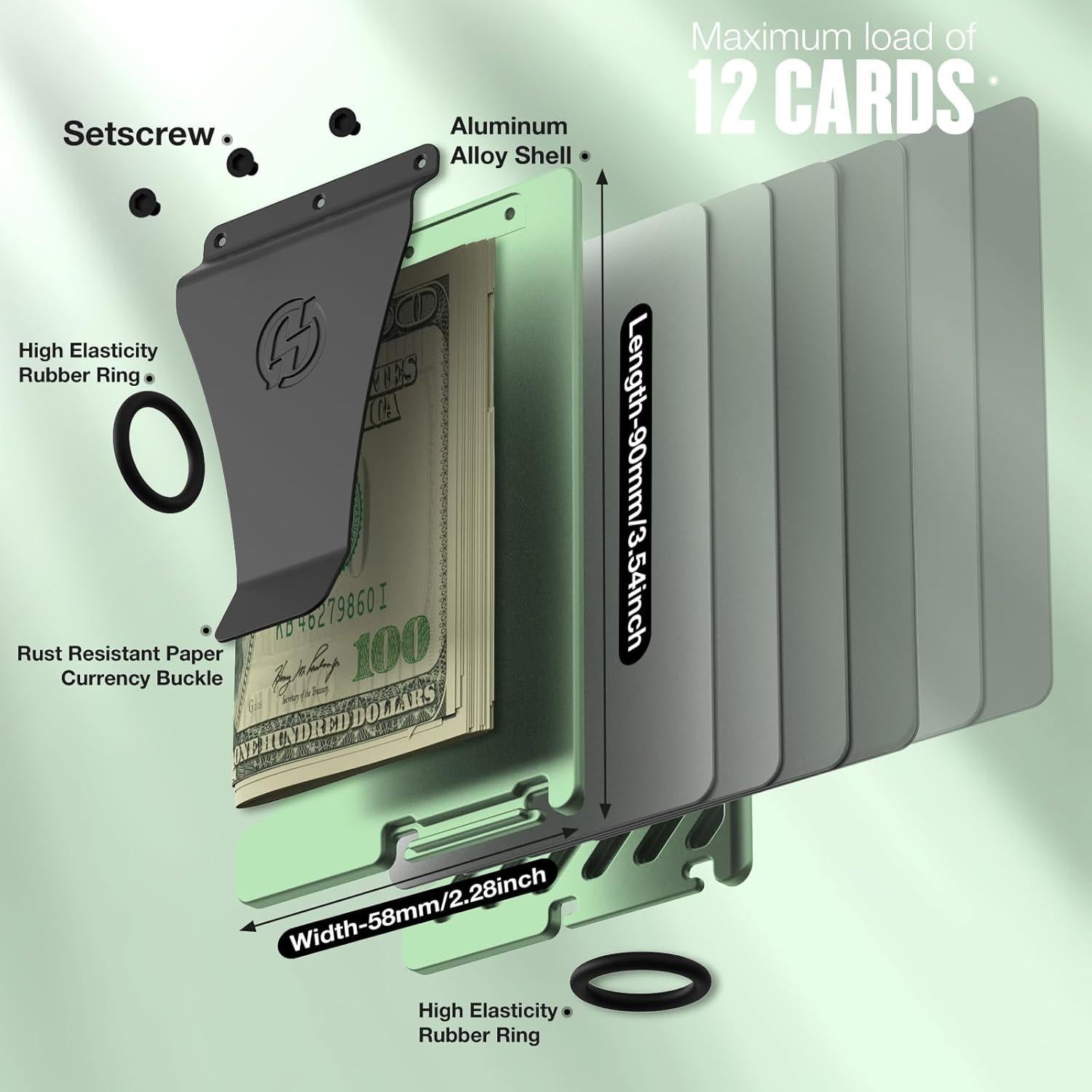 Billetera delgada HIESGIE para mujeres con bloqueo RFID verde