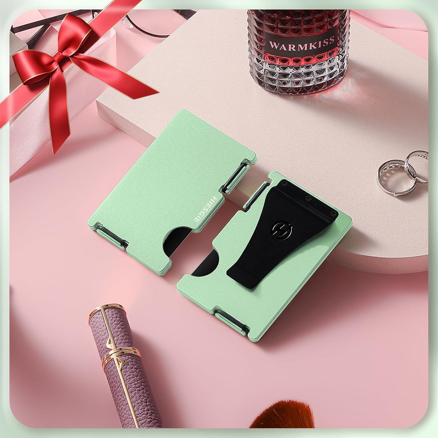 Billetera delgada HIESGIE para mujeres con bloqueo RFID verde