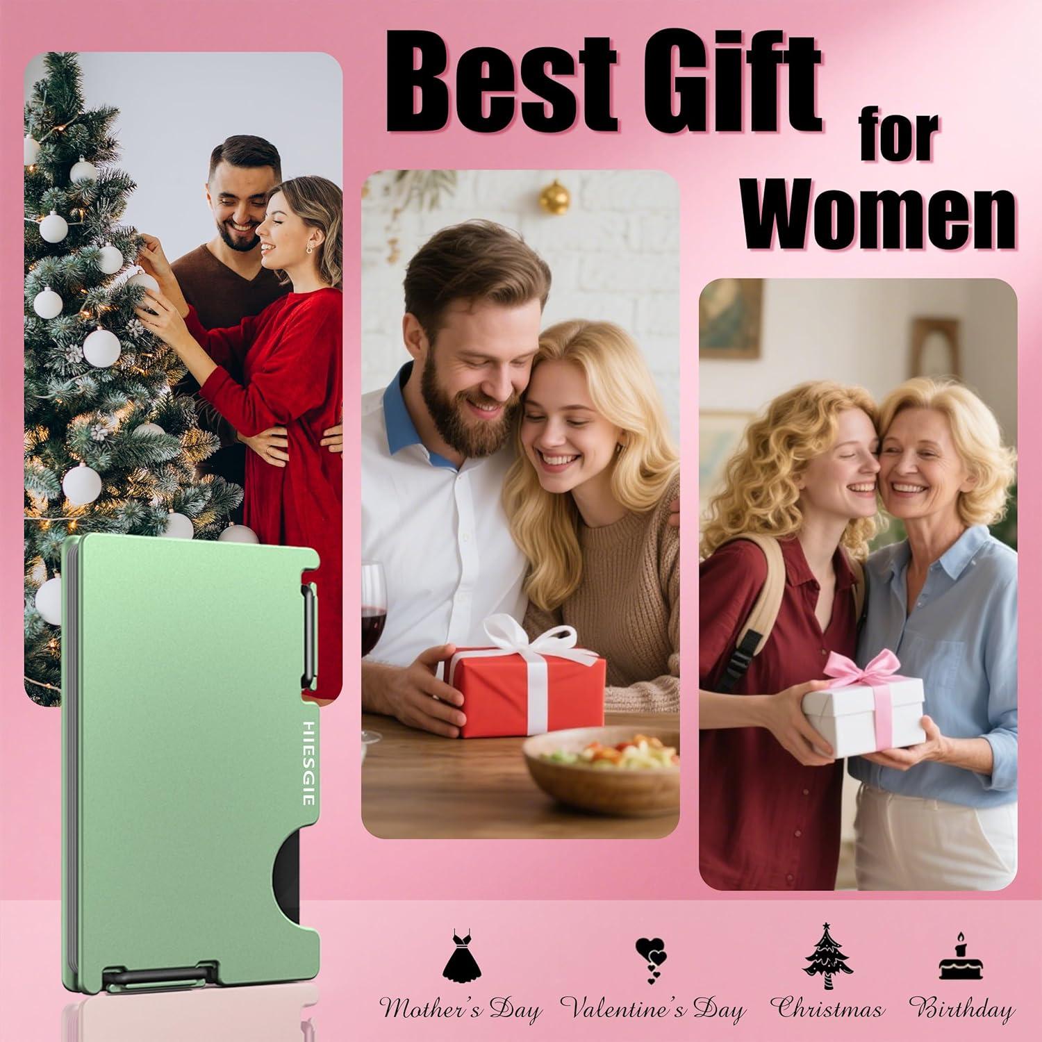 Billetera delgada HIESGIE para mujeres con bloqueo RFID verde