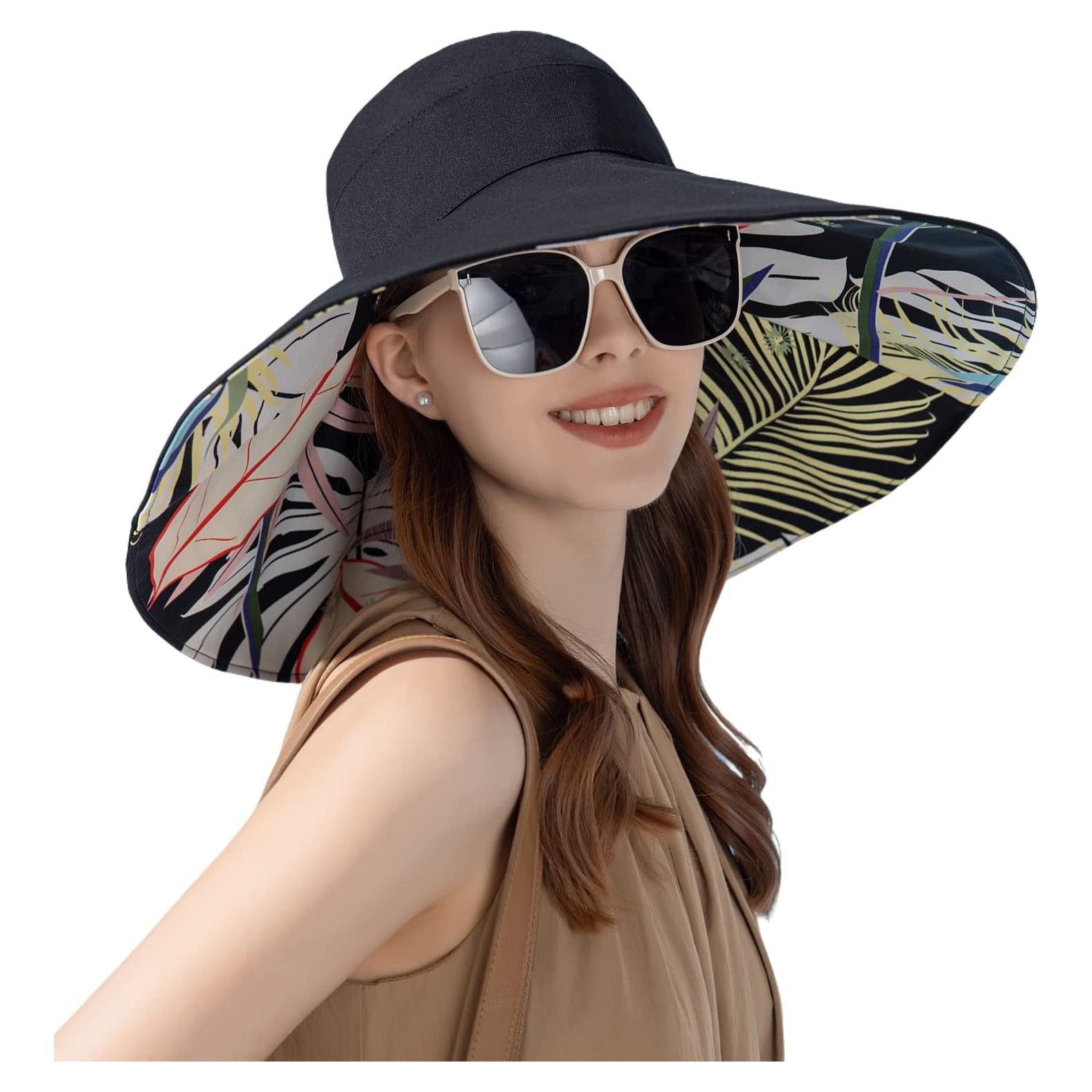 Sombrero de Playa HUAMULAN Reversible Ala Ancha Floral UV