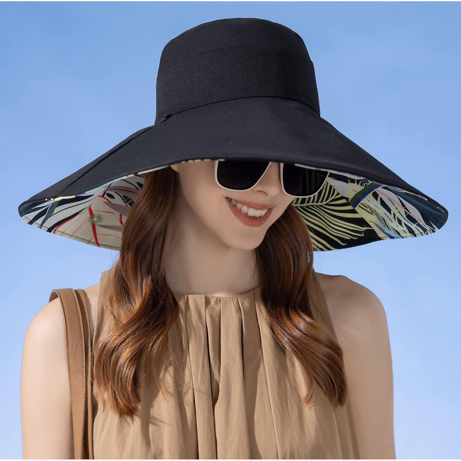 Sombrero de Playa HUAMULAN Reversible Ala Ancha Floral UV