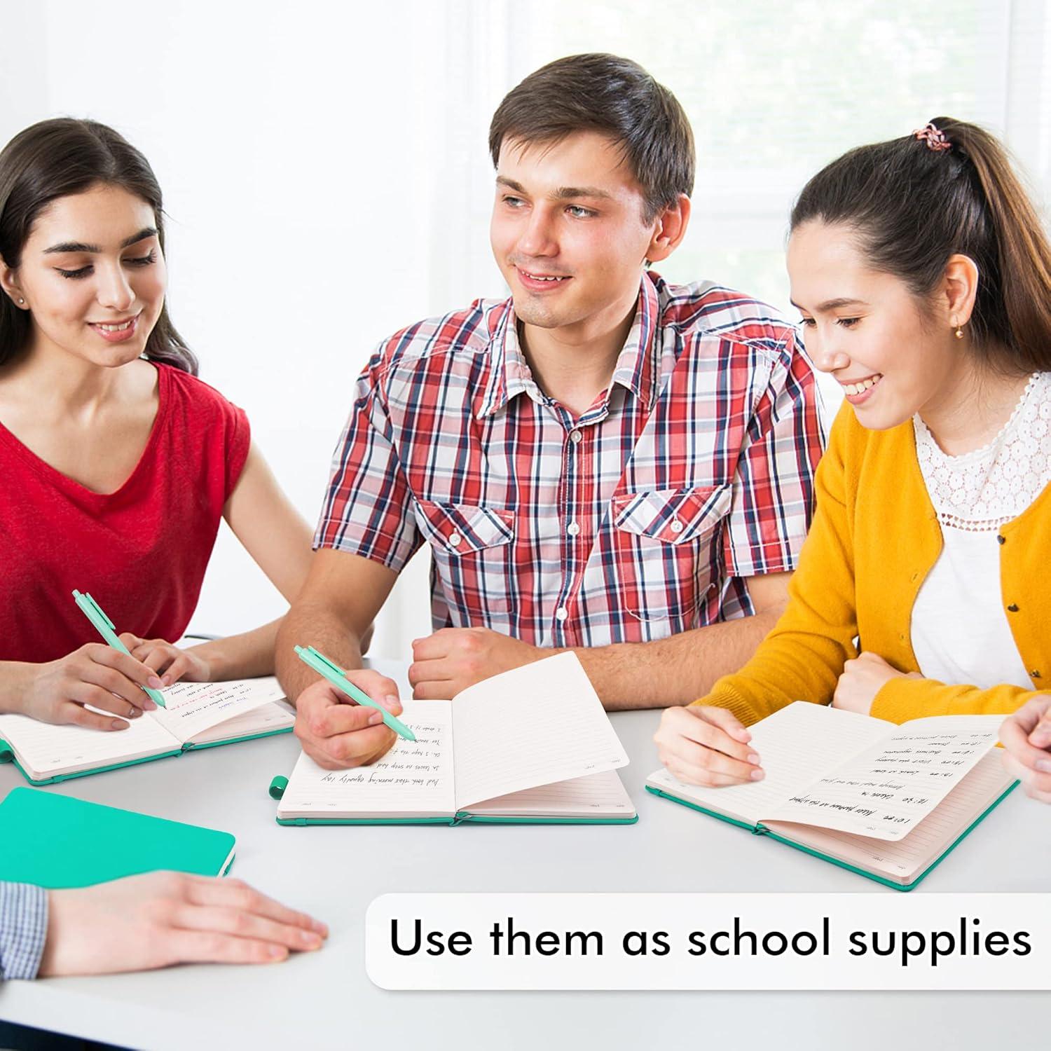 Paquete de 3 Cuadernos Duro Rayado Feela A5 Aqua con 3 Bolígrafos