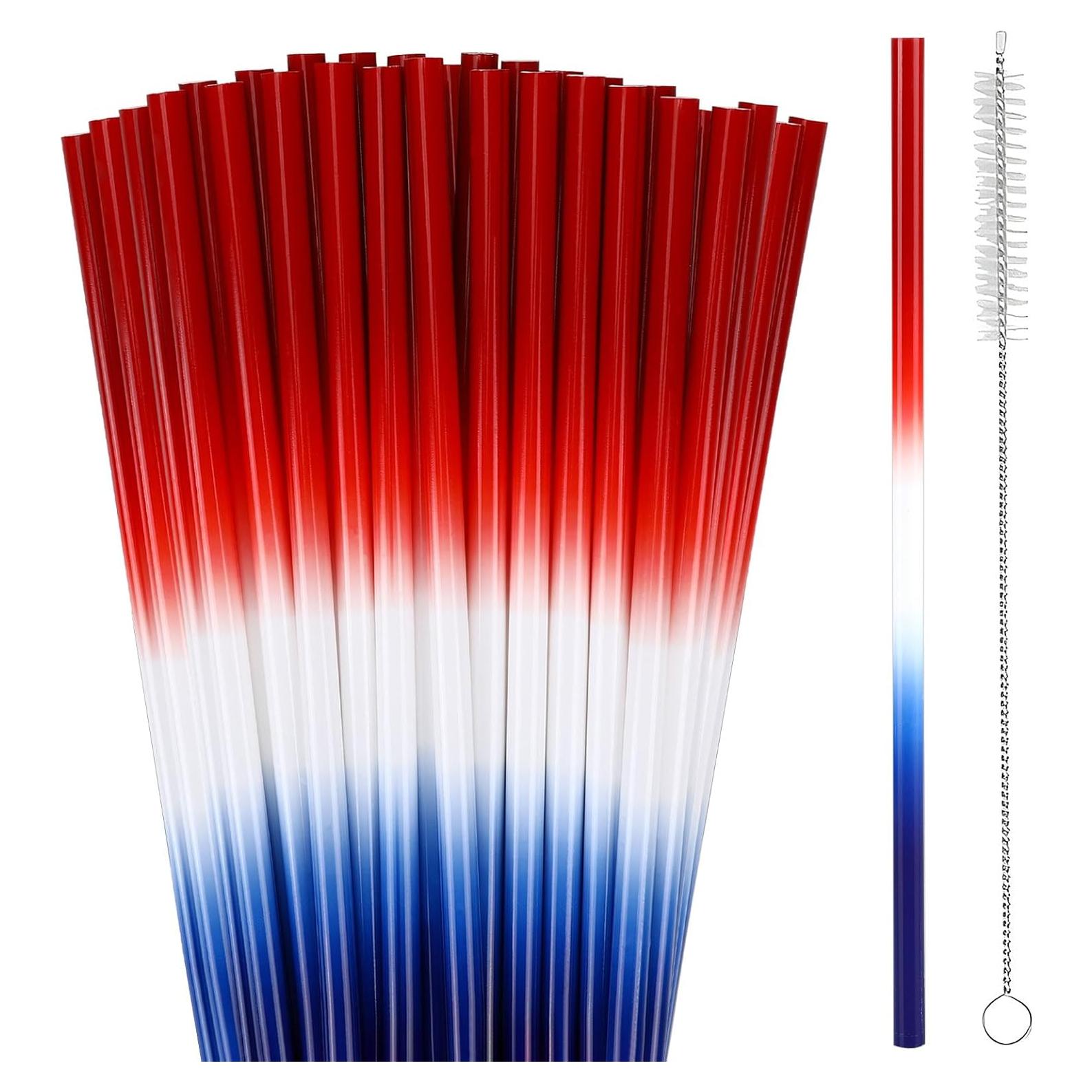 Popotes Reutilizables JANYUN 30 Pcs 23 cm Patrióticos 4 de Julio