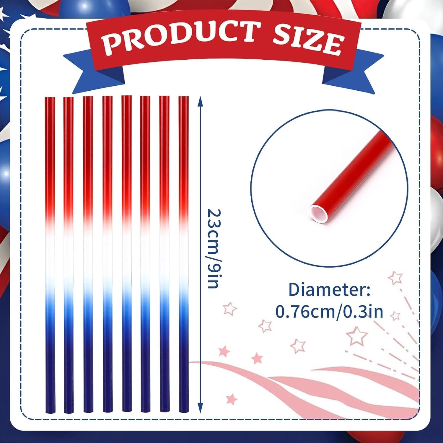 Popotes Reutilizables JANYUN 30 Pcs 23 cm Patrióticos 4 de Julio