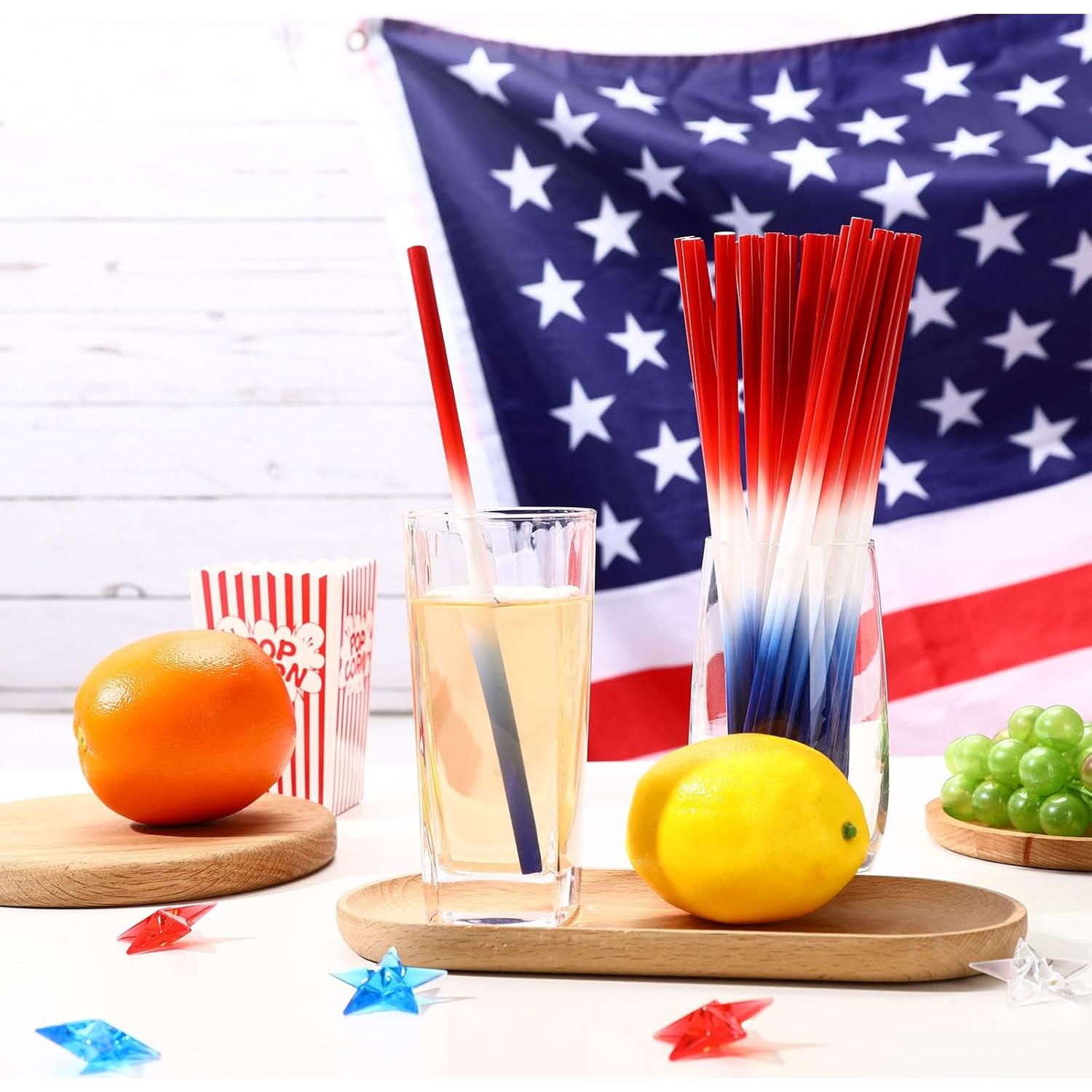Popotes Reutilizables JANYUN 30 Pcs 23 cm Patrióticos 4 de Julio
