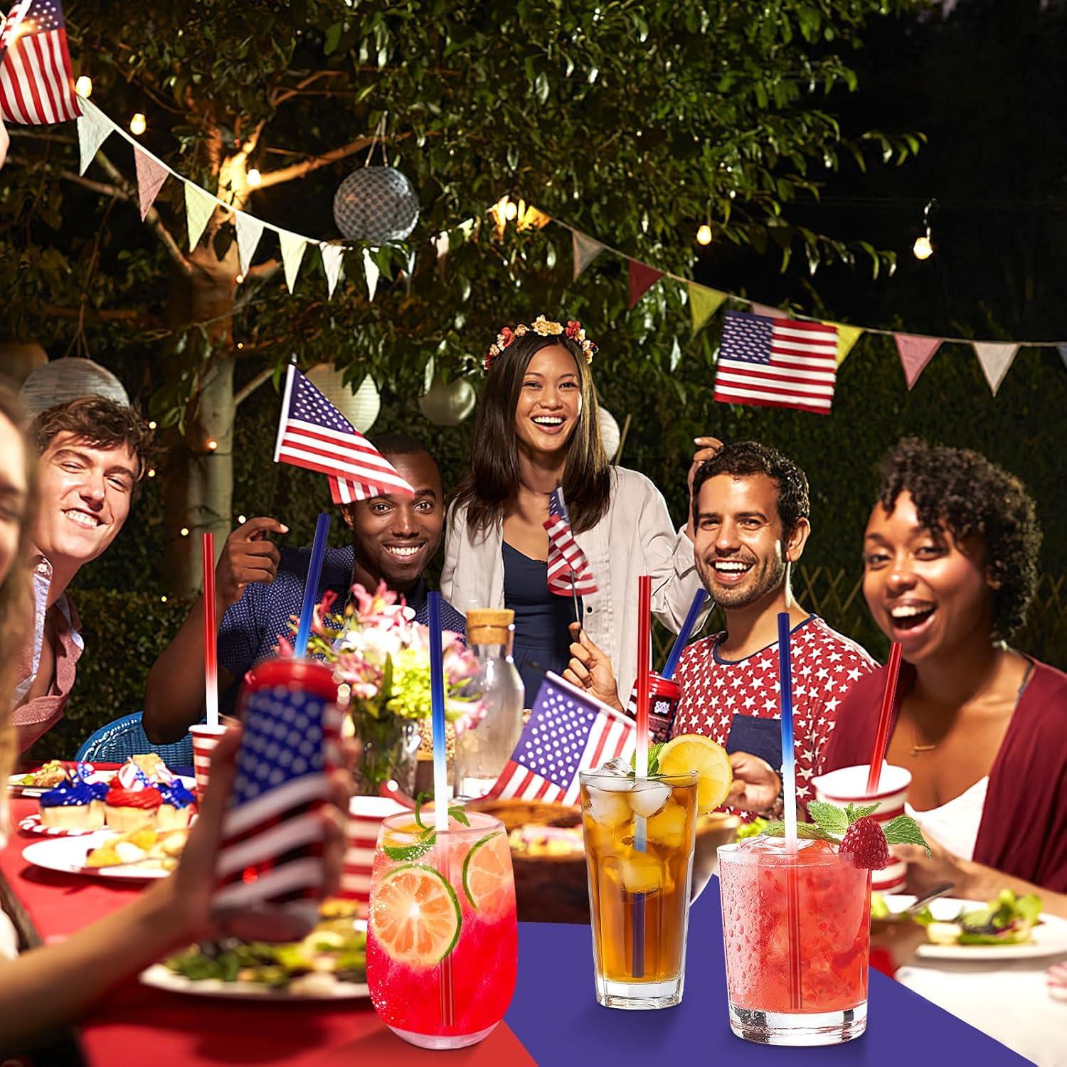 Popotes Reutilizables JANYUN 30 Pcs 23 cm Patrióticos 4 de Julio