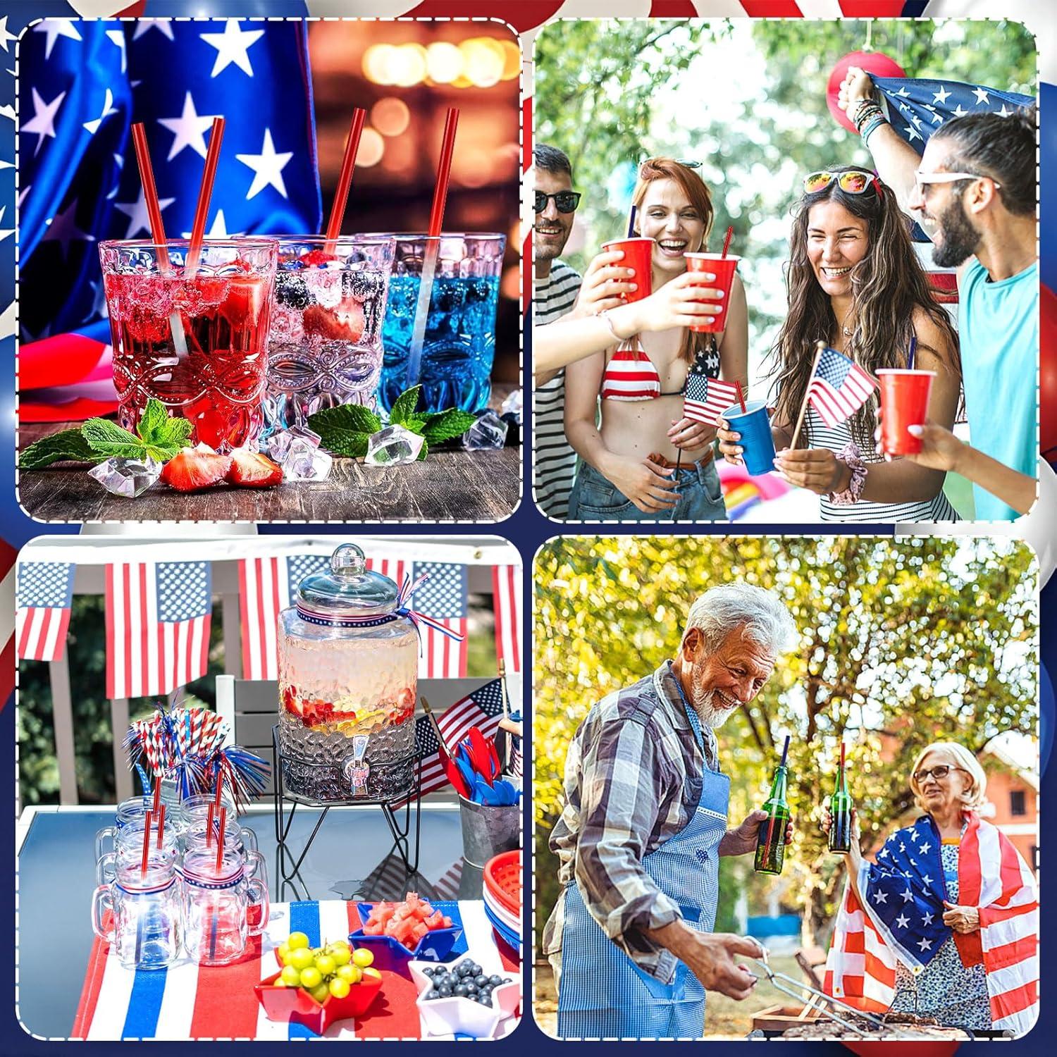 Popotes Reutilizables JANYUN 30 Pcs 23 cm Patrióticos 4 de Julio