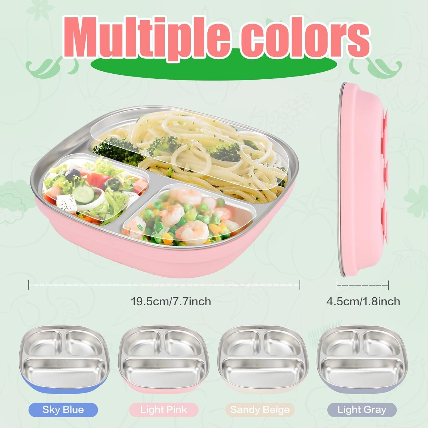 Platos de Acero Inoxidable para Niños TAOceeXI 2-pack Antideslizantes