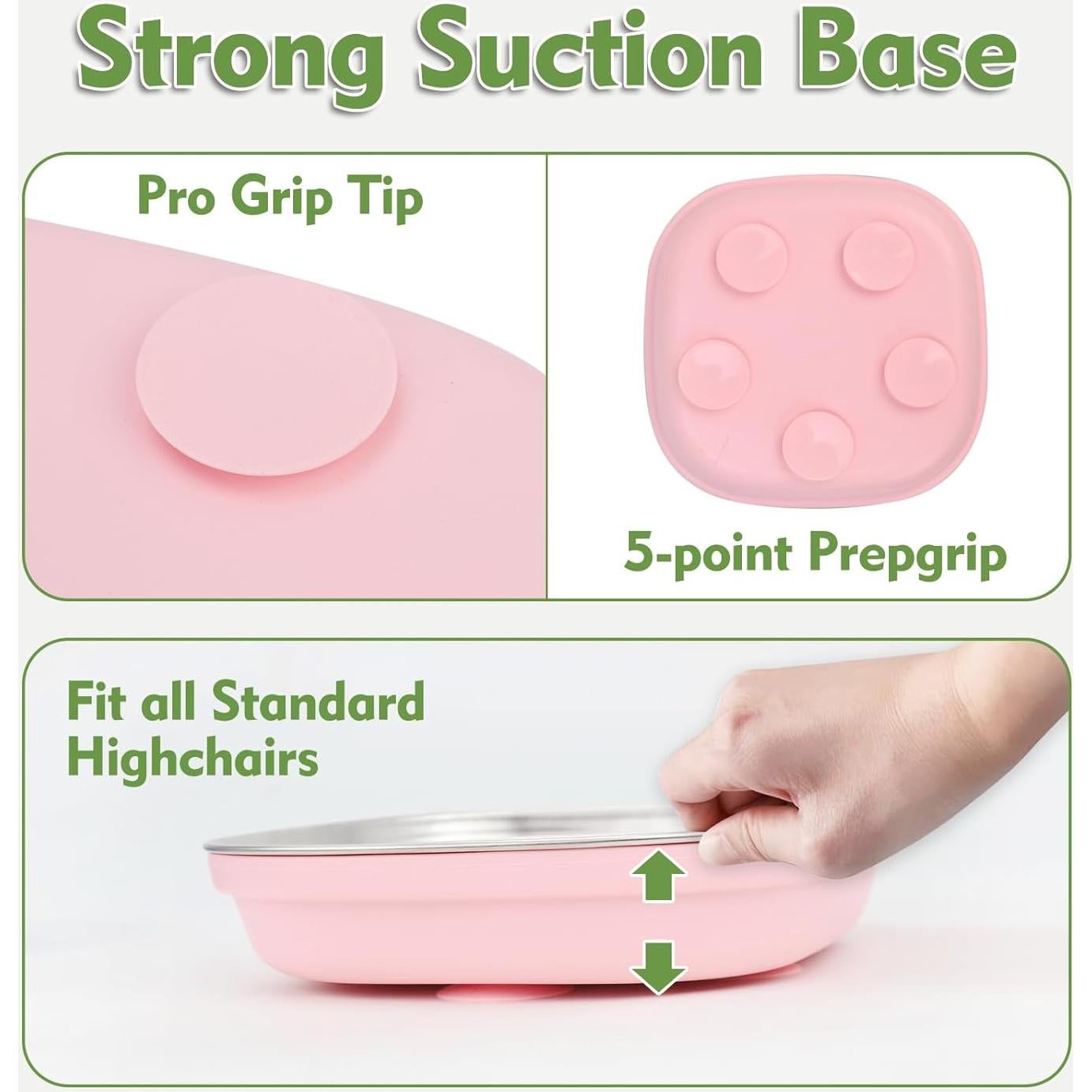 Platos de Acero Inoxidable para Niños TAOceeXI 2-pack Antideslizantes