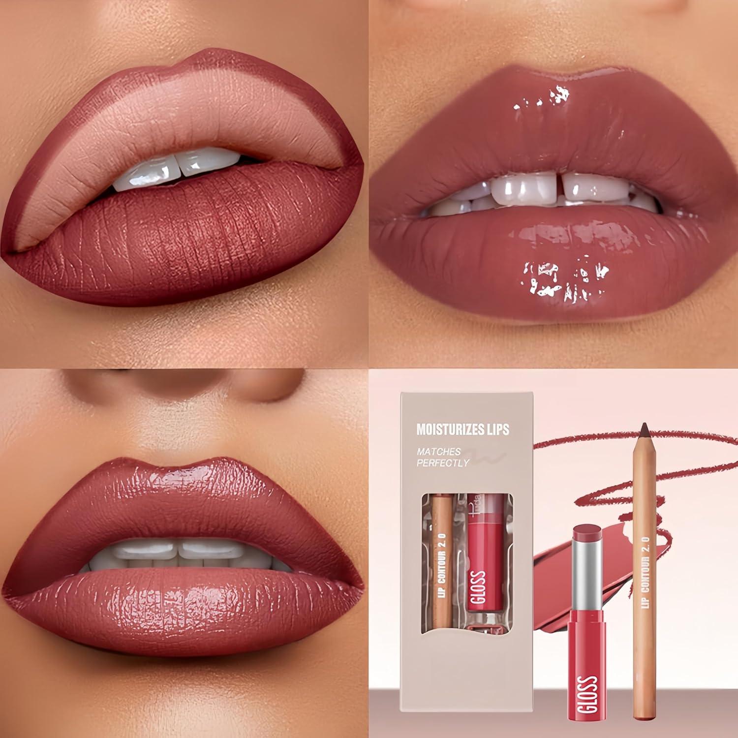 Set de Lápiz Labial y Delineador a Prueba de Agua Melemando