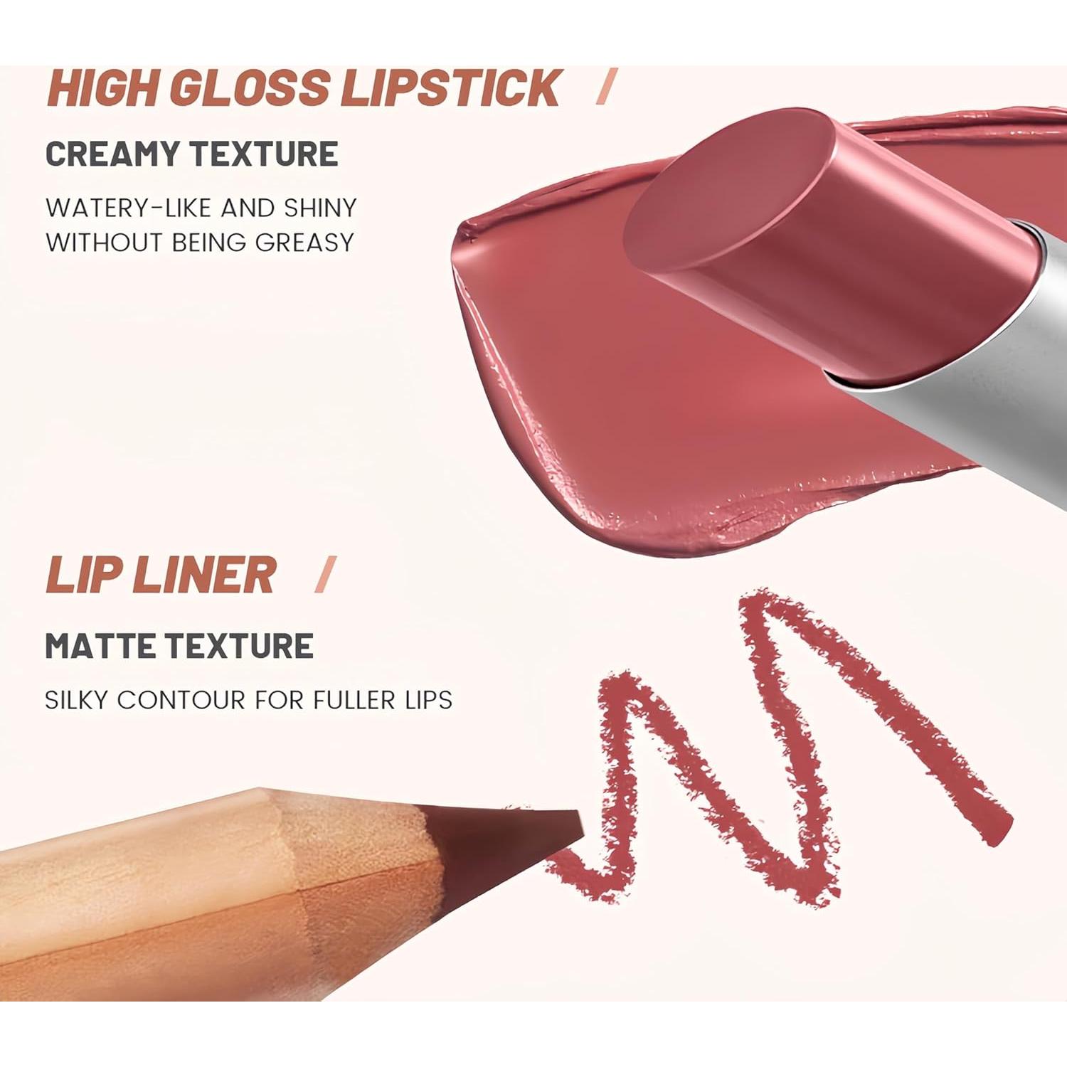 Set de Lápiz Labial y Delineador a Prueba de Agua Melemando