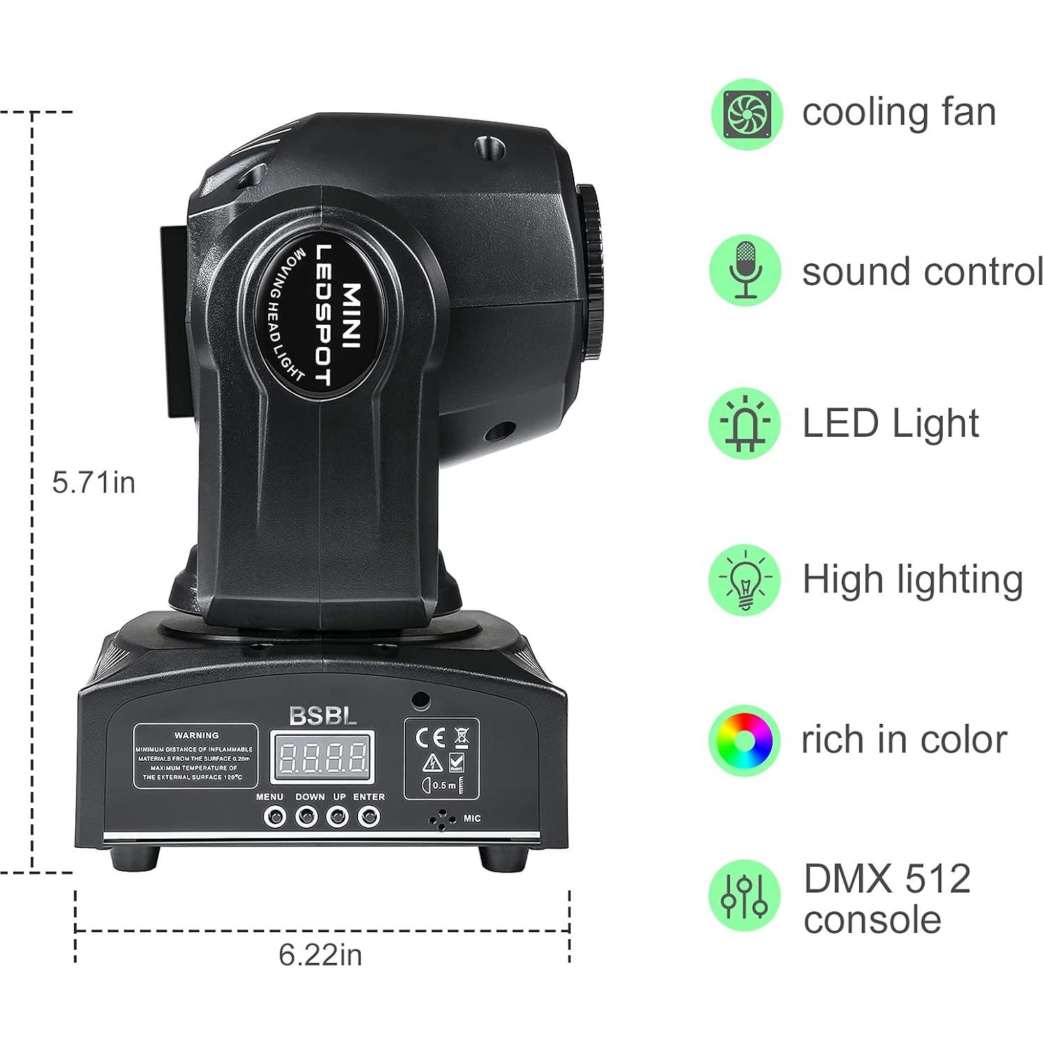 Luces de Cabeza Móvil LED BSBL 30W con 8 GOBO y 15 Colores