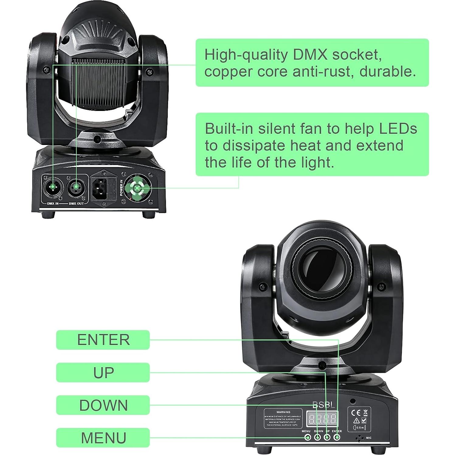 Luces de Cabeza Móvil LED BSBL 30W con 8 GOBO y 15 Colores
