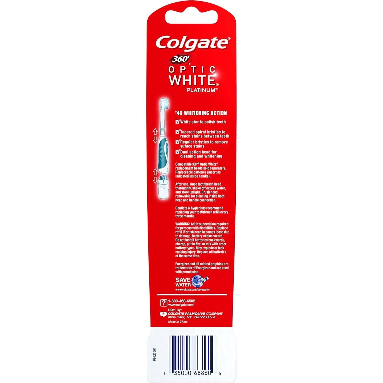 Cepillo de dientes Colgate 360 Optic White a pilas suave 2 unidades