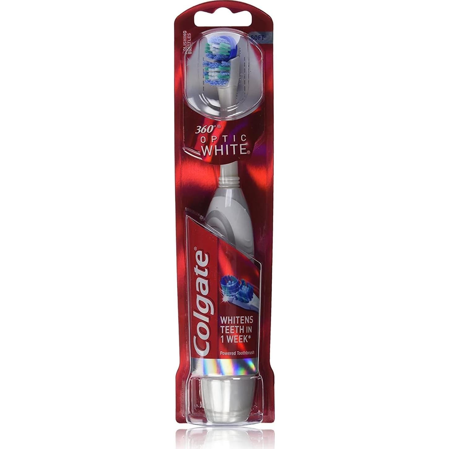 Cepillo de dientes Colgate 360 Optic White a pilas suave 2 unidades