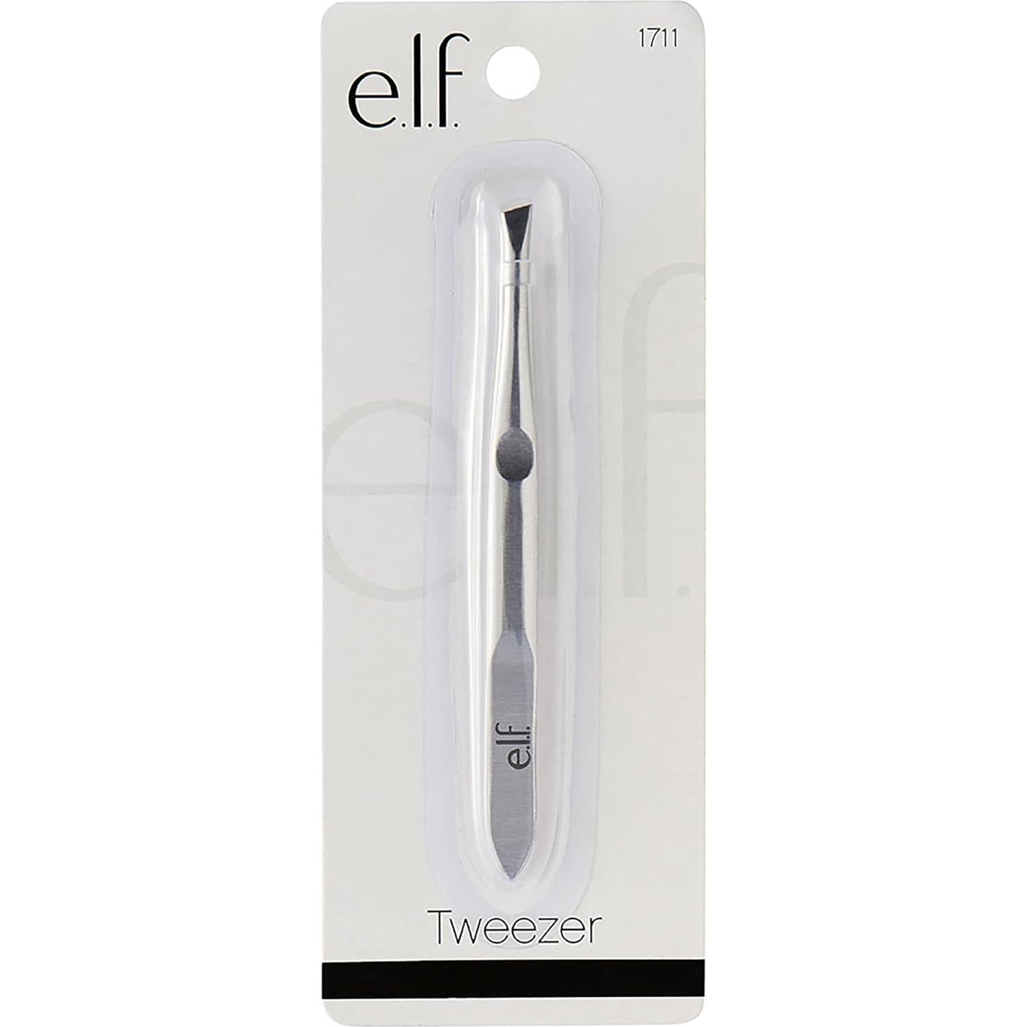 e.l.f. Slant Tweezer, Professional Quality Stainless Steel, Provides a Strong Grip, Removes Hairs Accurately, Shapes, Defines, Easy To Use, Ergonomically-Designed