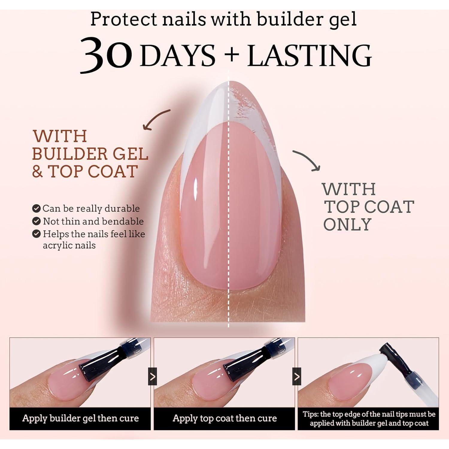 Uñas Cortas Autoadhesivas BTArtboxnails Punta Francesa 160 Pcs