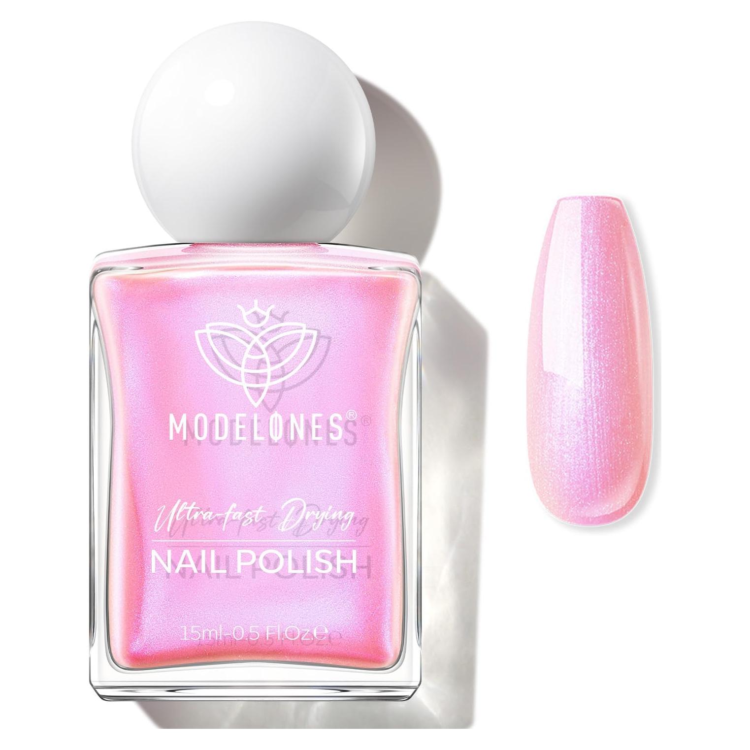 Esmalte de Uñas Rosa Brillante Modelones 15ml Secado Rápido
