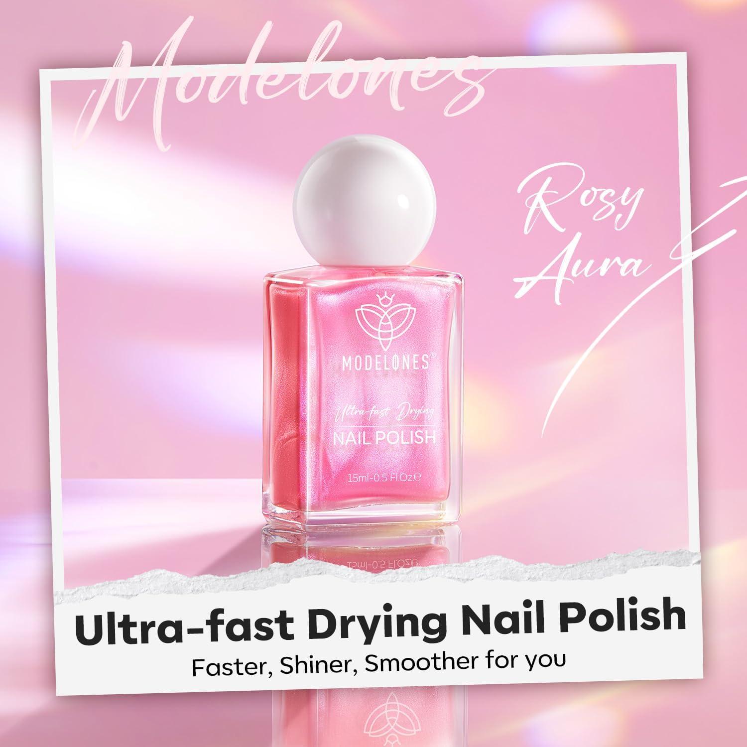 Esmalte de Uñas Rosa Brillante Modelones 15ml Secado Rápido