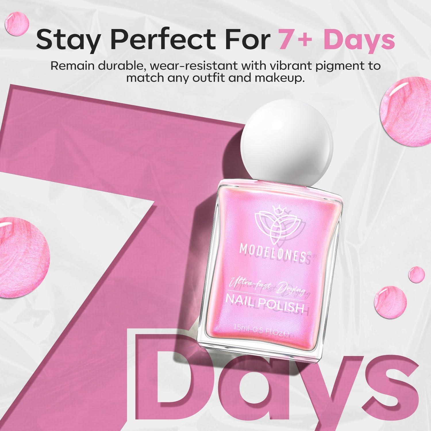 Esmalte de Uñas Rosa Brillante Modelones 15ml Secado Rápido