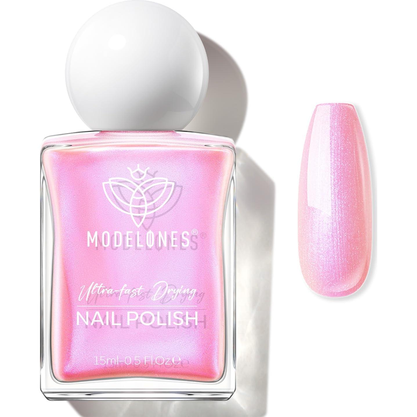 Esmalte de Uñas Rosa Brillante Modelones 15ml Secado Rápido