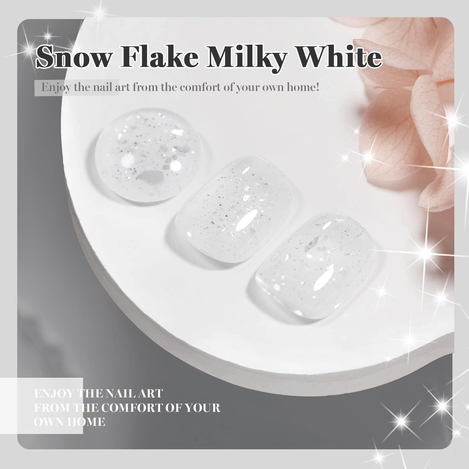 Esmalte de Uñas en Gel RARJSM Glitter Blanco Lechoso 15ml