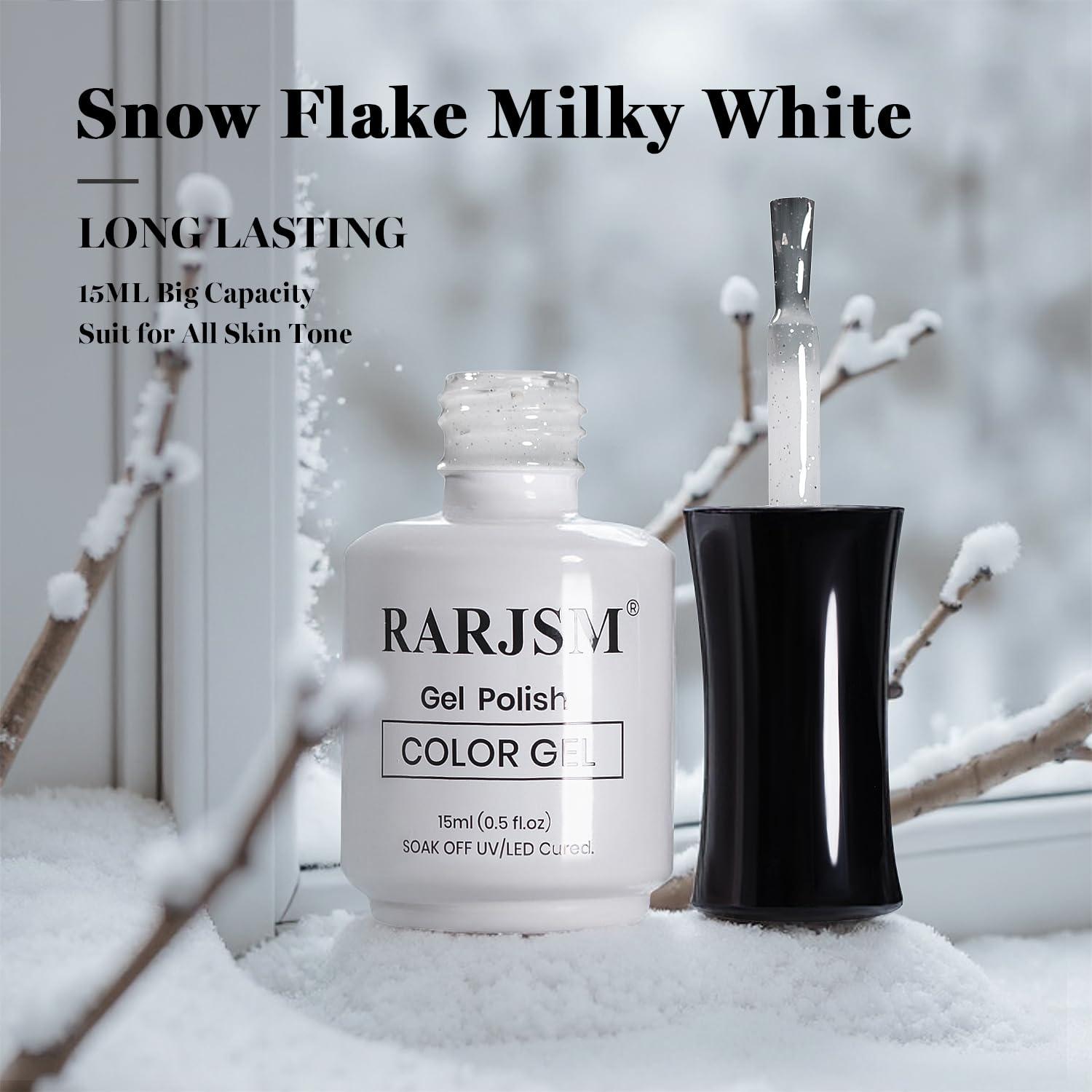 Esmalte de Uñas en Gel RARJSM Glitter Blanco Lechoso 15ml