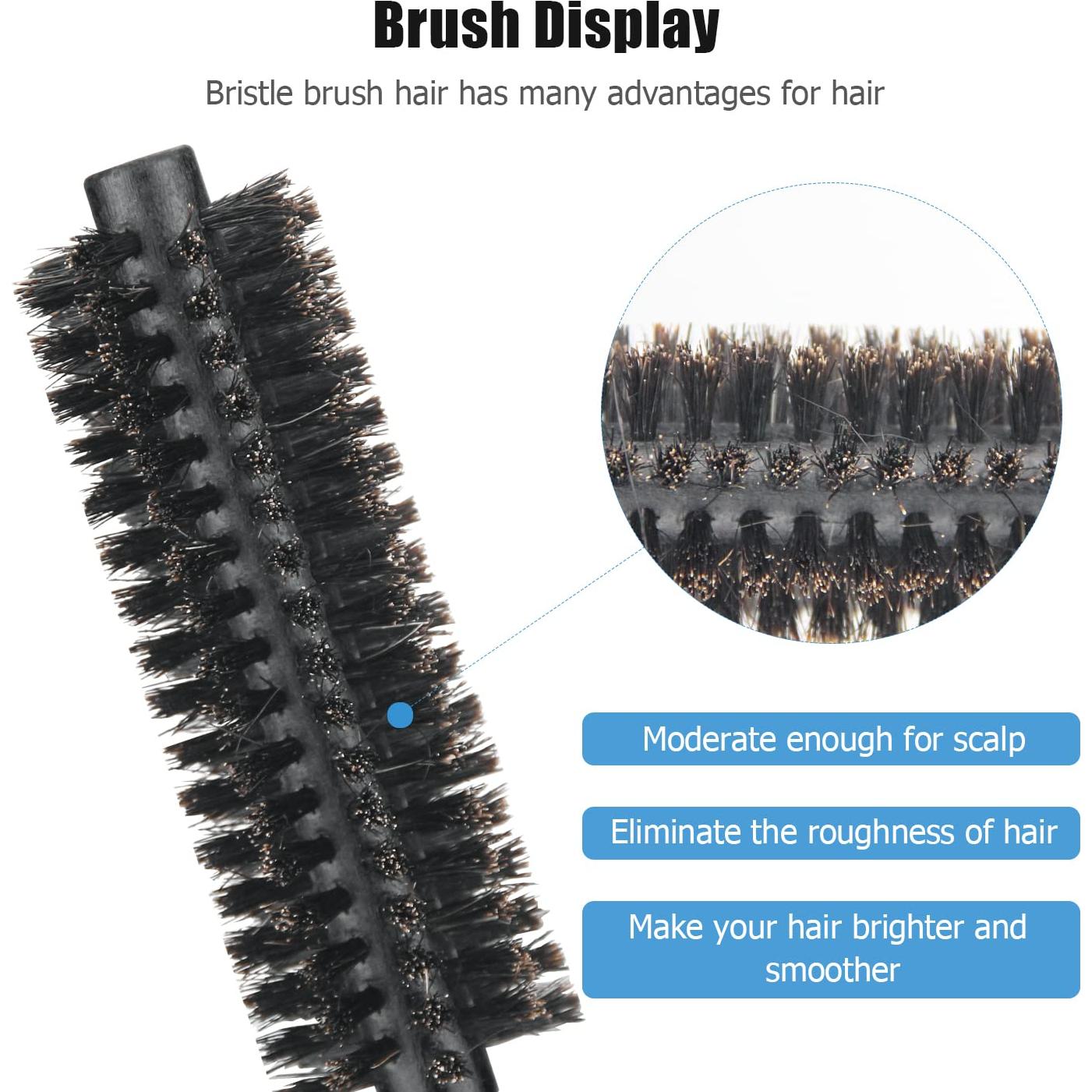 Cepillo Redondo Mini Ancable con Cerdas de Jabalí Natural - Negro