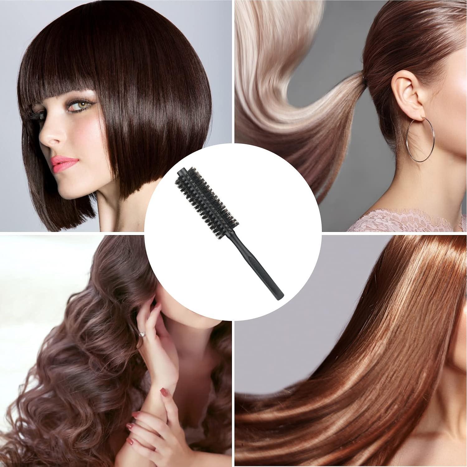 Cepillo Redondo Mini Ancable con Cerdas de Jabalí Natural - Negro